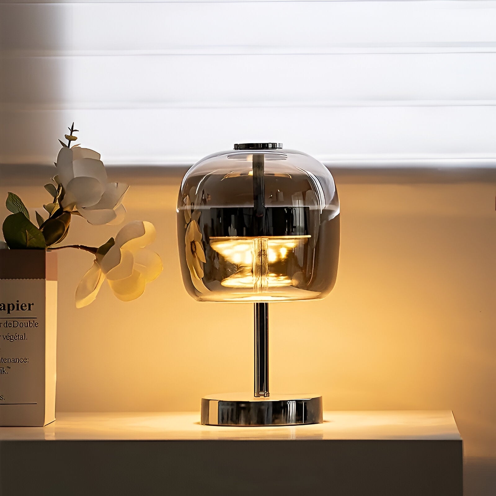 Gleam Lamp - Stylische rauchgraue Glaslampe USB-betriebenes dimmbares Licht