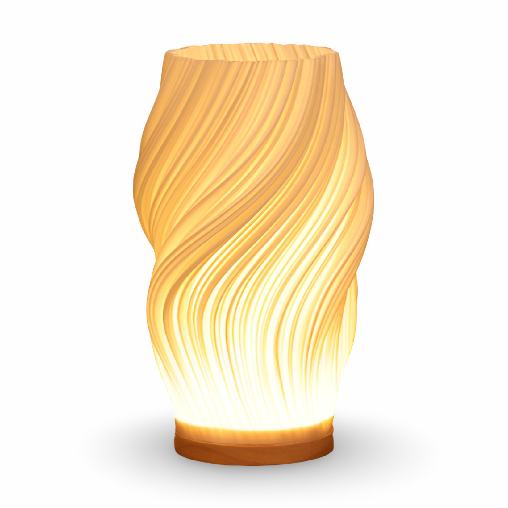 DreamWave - Moderne cremefarbene 3D-Wellenlampe mit elegantem Metallsockel