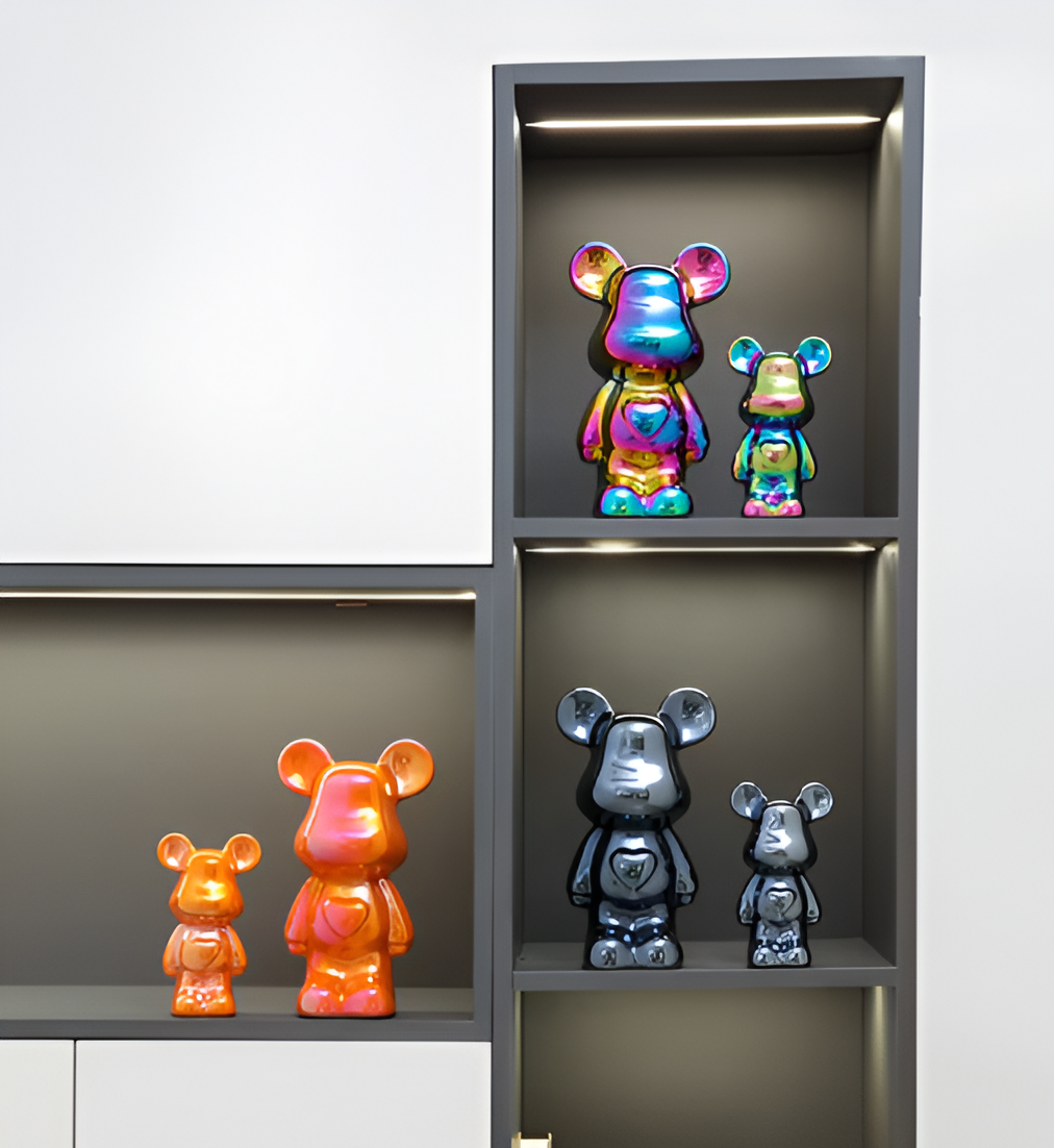 GlossiBear Figurine - Bunte Moderne Bärenkunst Statue