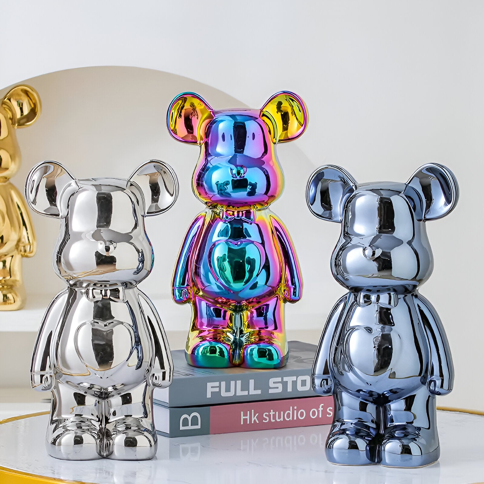 GlossiBear Figurine - Bunte Moderne Bärenkunst Statue