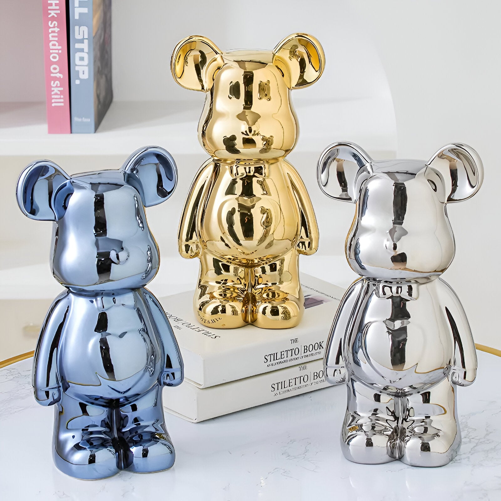 GlossiBear Figurine - Bunte Moderne Bärenkunst Statue