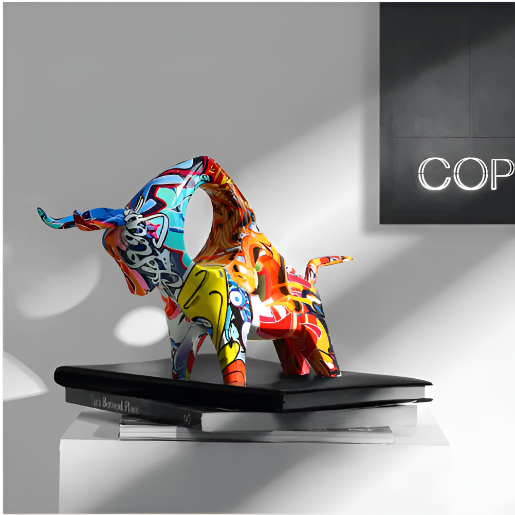 Graffiti Cow - Miniatur-Kuh-Statue, eine skurrile Ergänzung zur Schreibtischdekoration