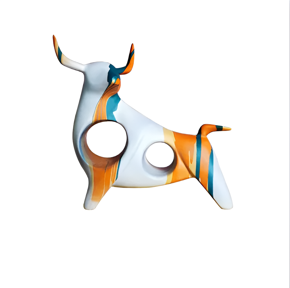 Graffiti Cow - Miniatur-Kuh-Statue, eine skurrile Ergänzung zur Schreibtischdekoration