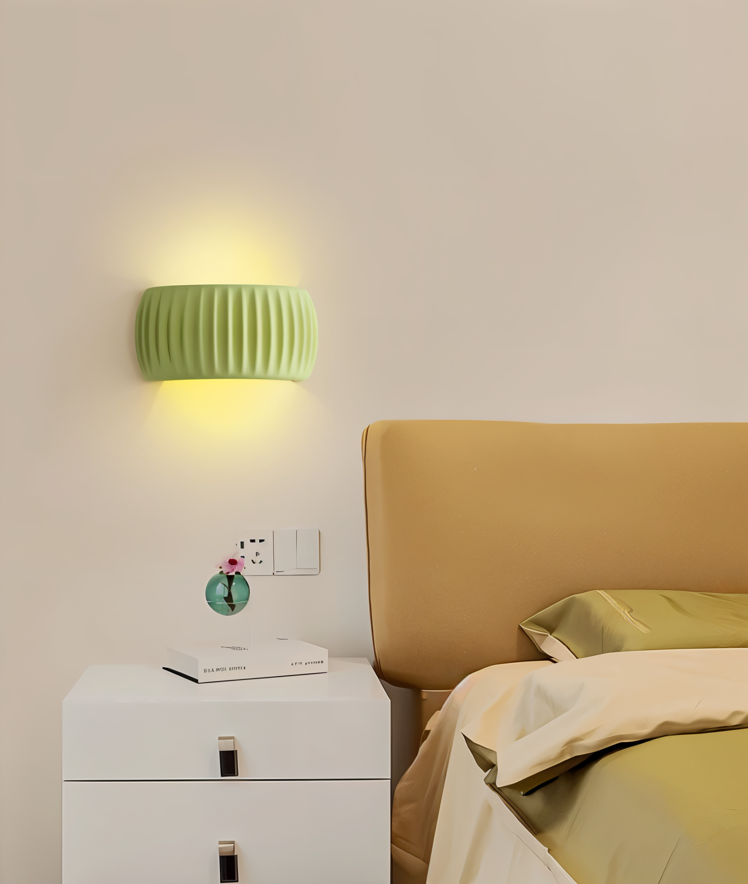 Grün Gerippte Wandleuchte - Artistic Macaron Lampe - Harz Nordic Beleuchtung