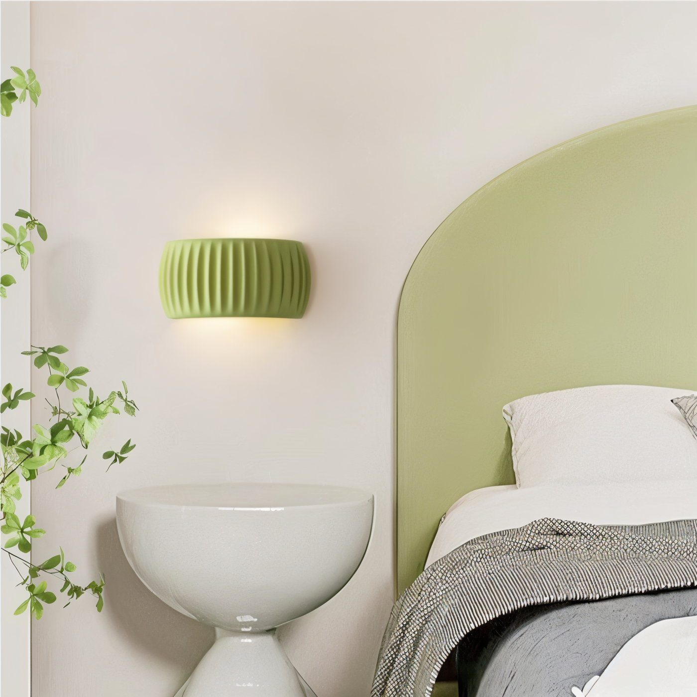 Grün Gerippte Wandleuchte - Artistic Macaron Lampe - Harz Nordic Beleuchtung