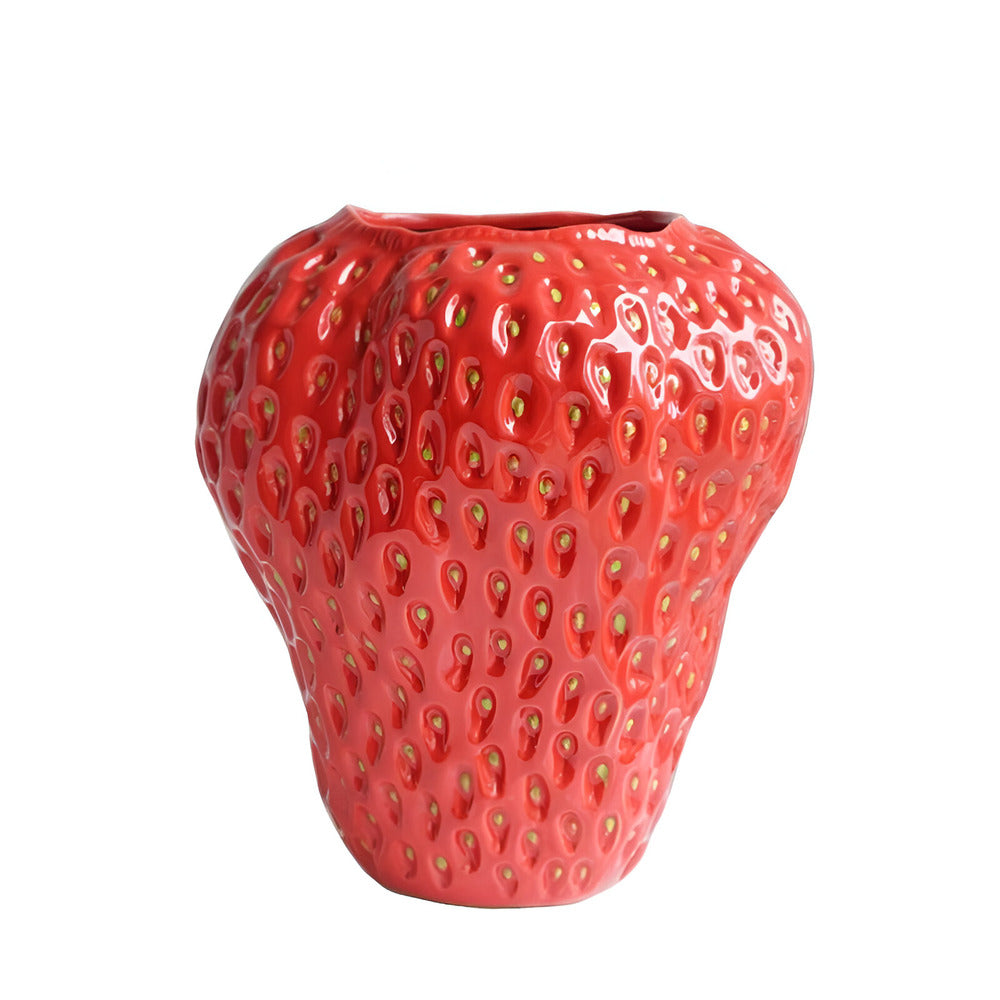 Handgefertigte Erdbeer-Keramik-Blumenvase – Elegante Wohnkultur