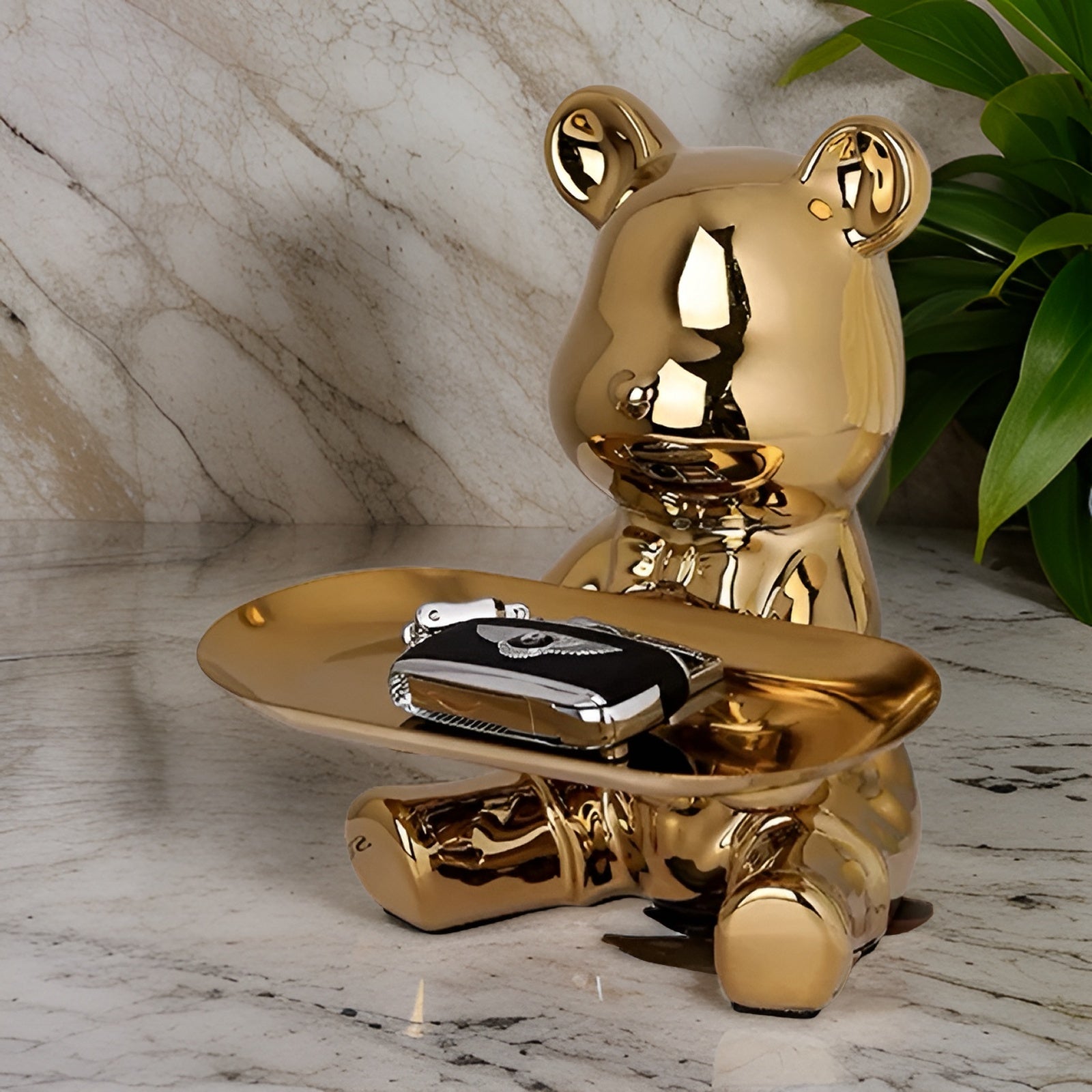 Happy Bear - Modernes Keramik Figurentablett für Luxuriöse Home Displays