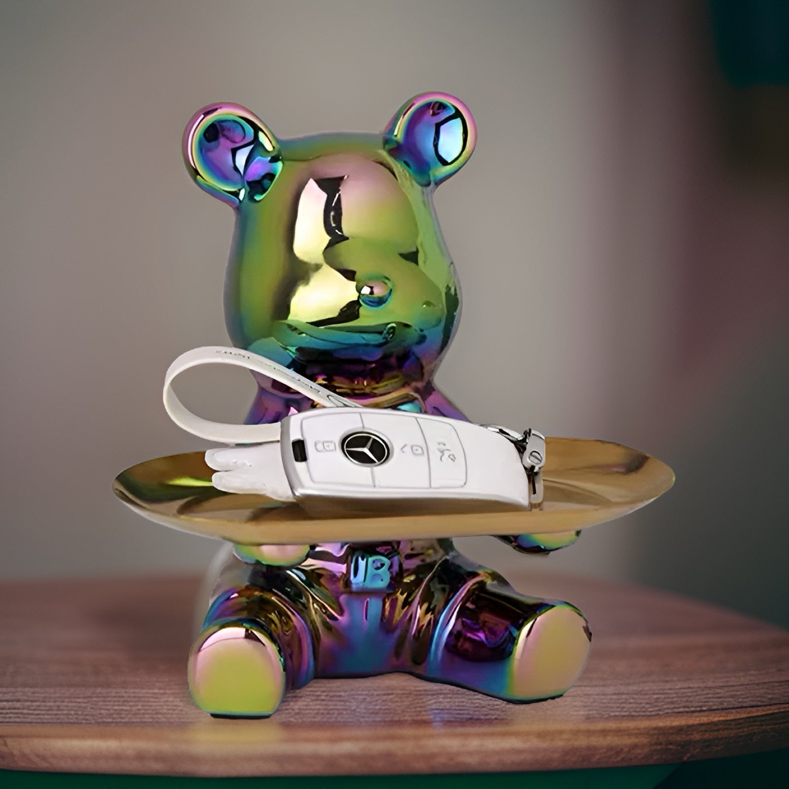 Happy Bear - Modernes Keramik Figurentablett für Luxuriöse Home Displays