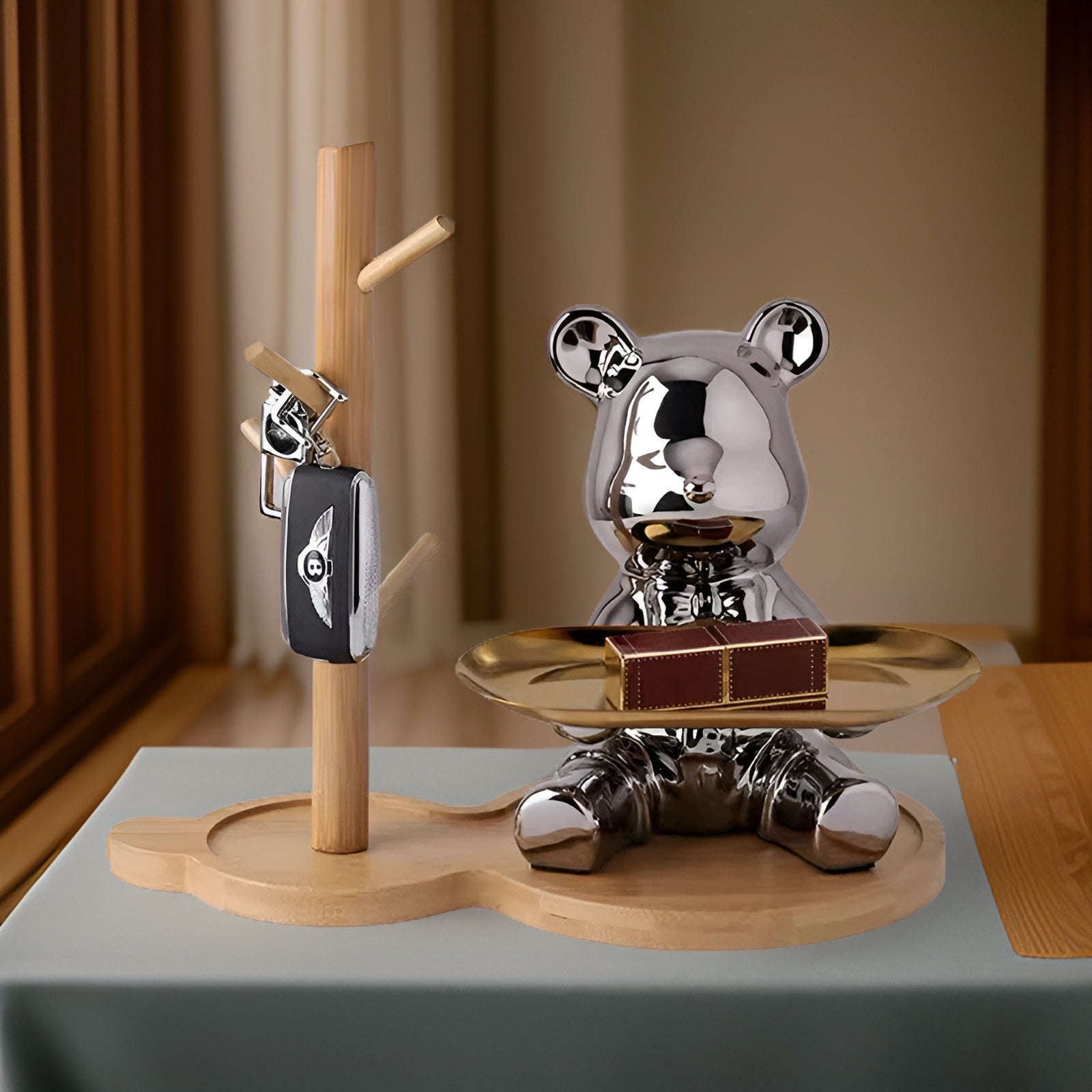 Happy Bear - Modernes Keramik Figurentablett für Luxuriöse Home Displays
