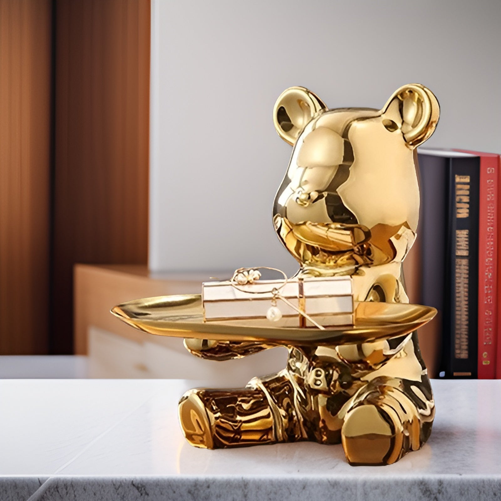 Happy Bear - Modernes Keramik Figurentablett für Luxuriöse Home Displays