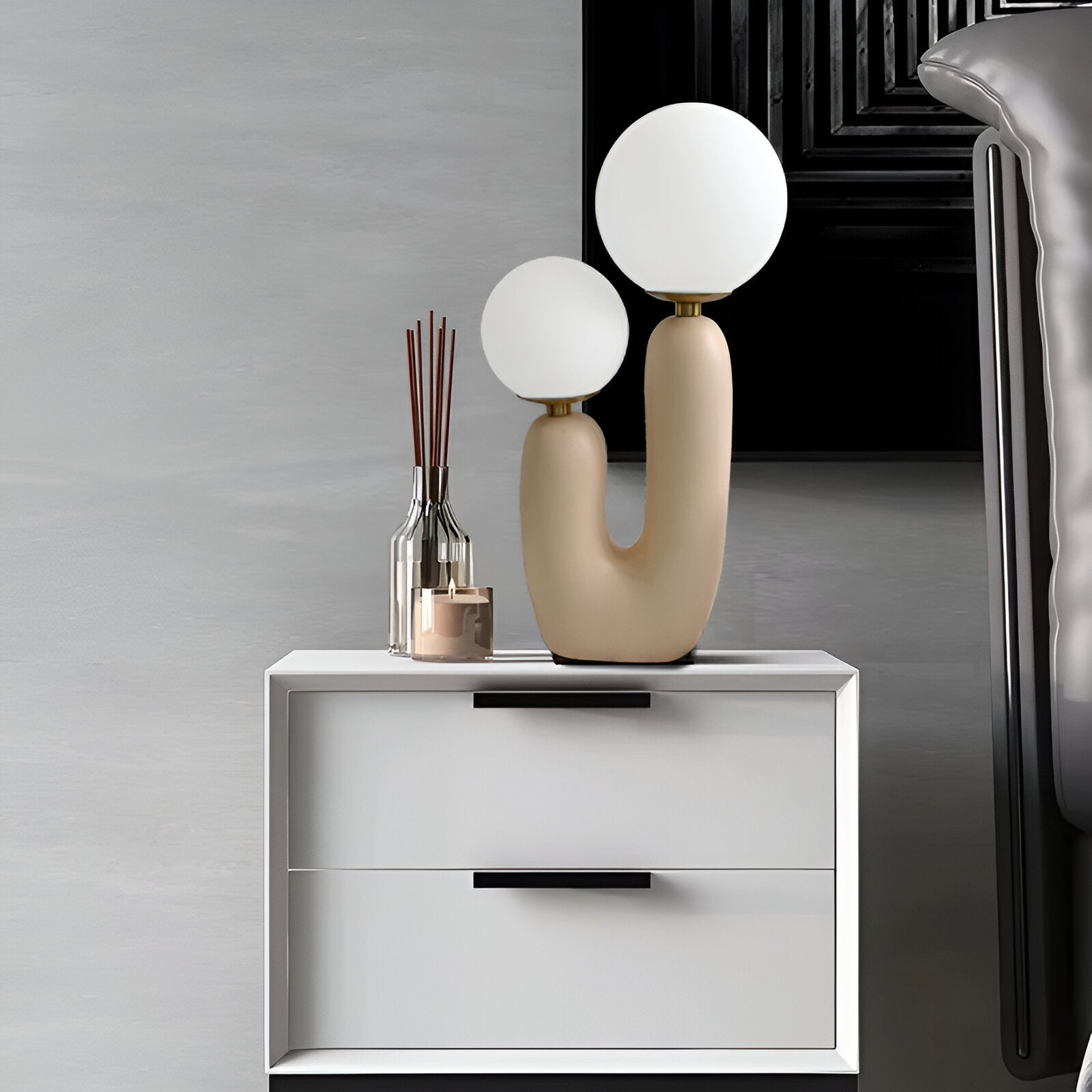 Harz U Tischlampe - Nordische Dual Glas Globus Tischleuchte - Kreative Kaktus Lampe