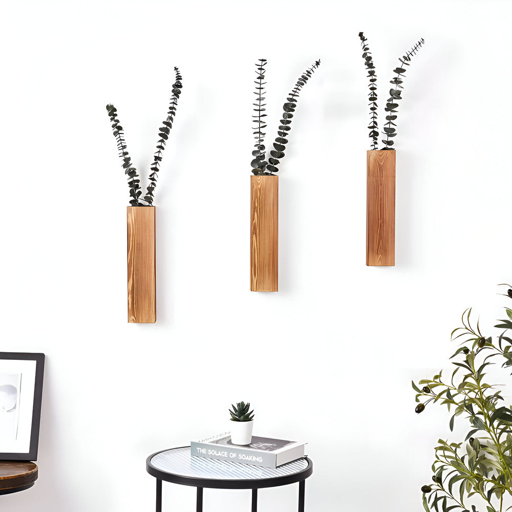Holz Wandvase - Holz rechteckige Pflanzenregal - 30 cm