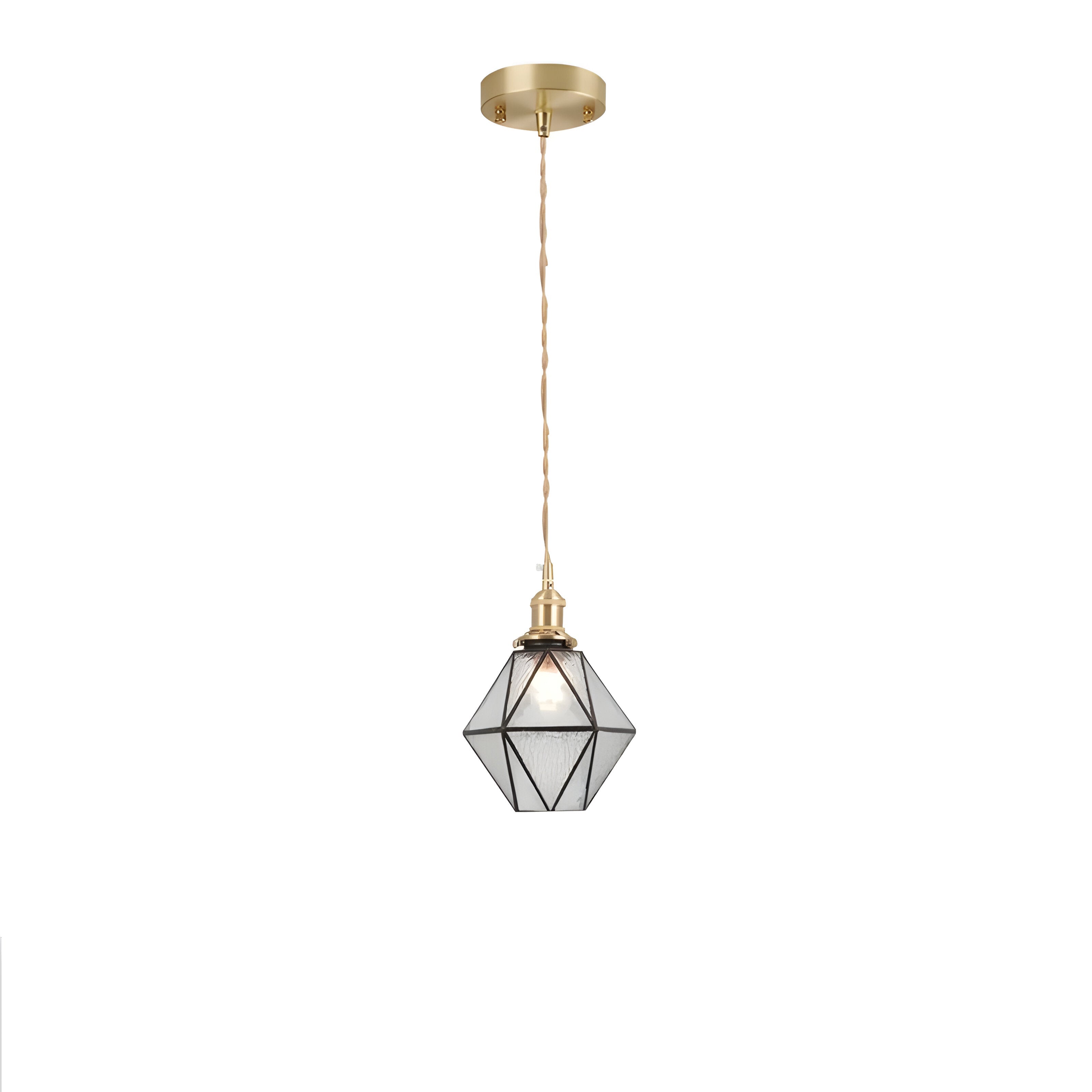 IllumaStyle Japanische Pendelleuchte - Retro Geometrische Kupfer Glas Hängelampe
