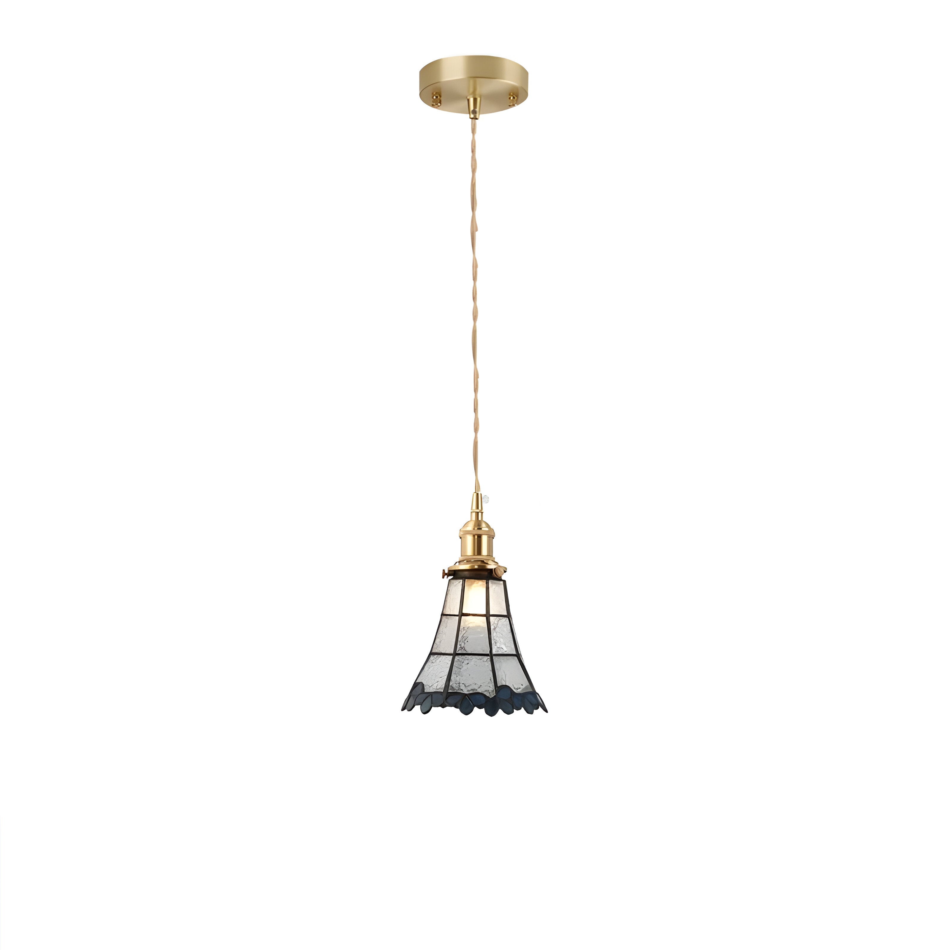 IllumaStyle Japanische Pendelleuchte - Retro Geometrische Kupfer Glas Hängelampe