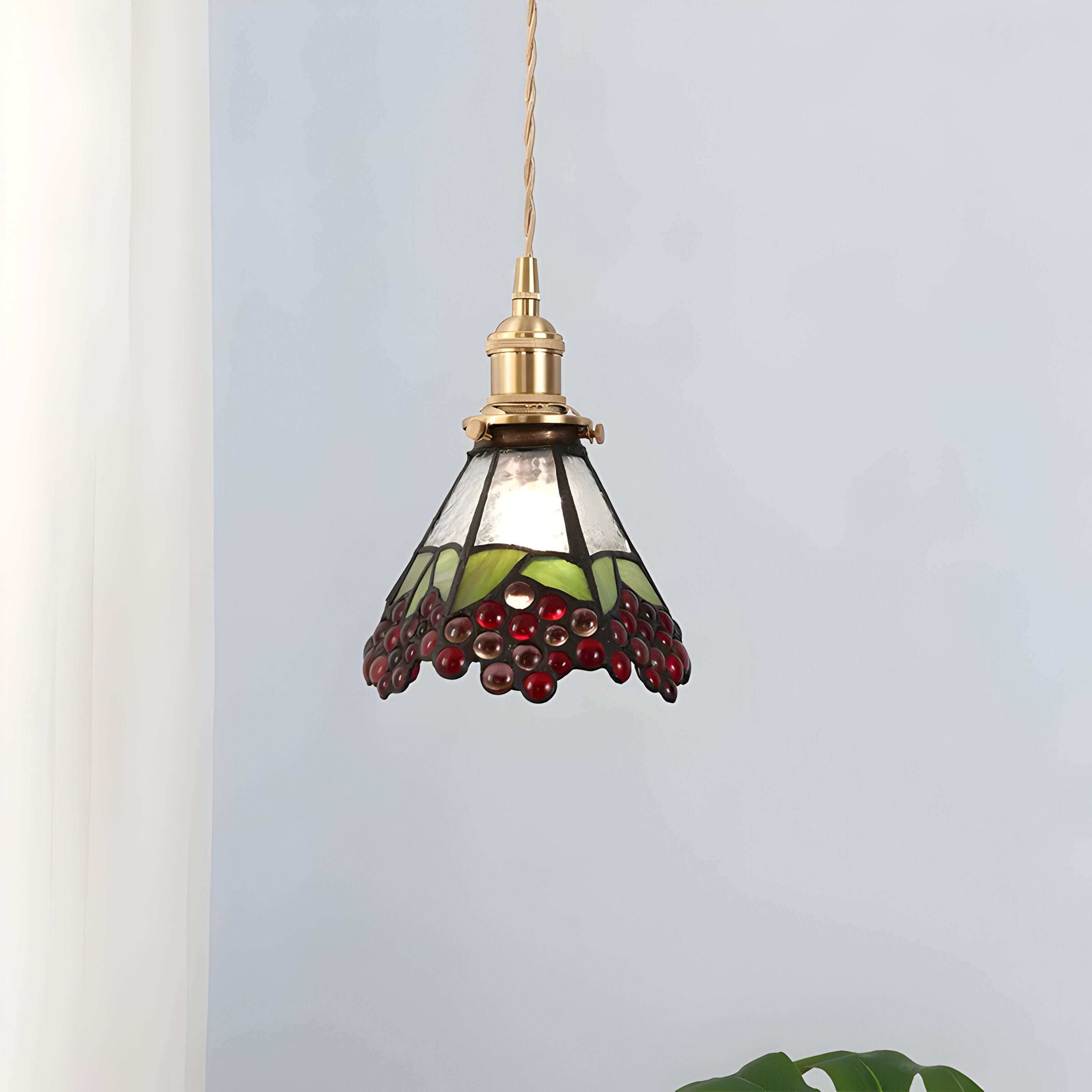 IllumaStyle Japanische Pendelleuchte - Retro Geometrische Kupfer Glas Hängelampe