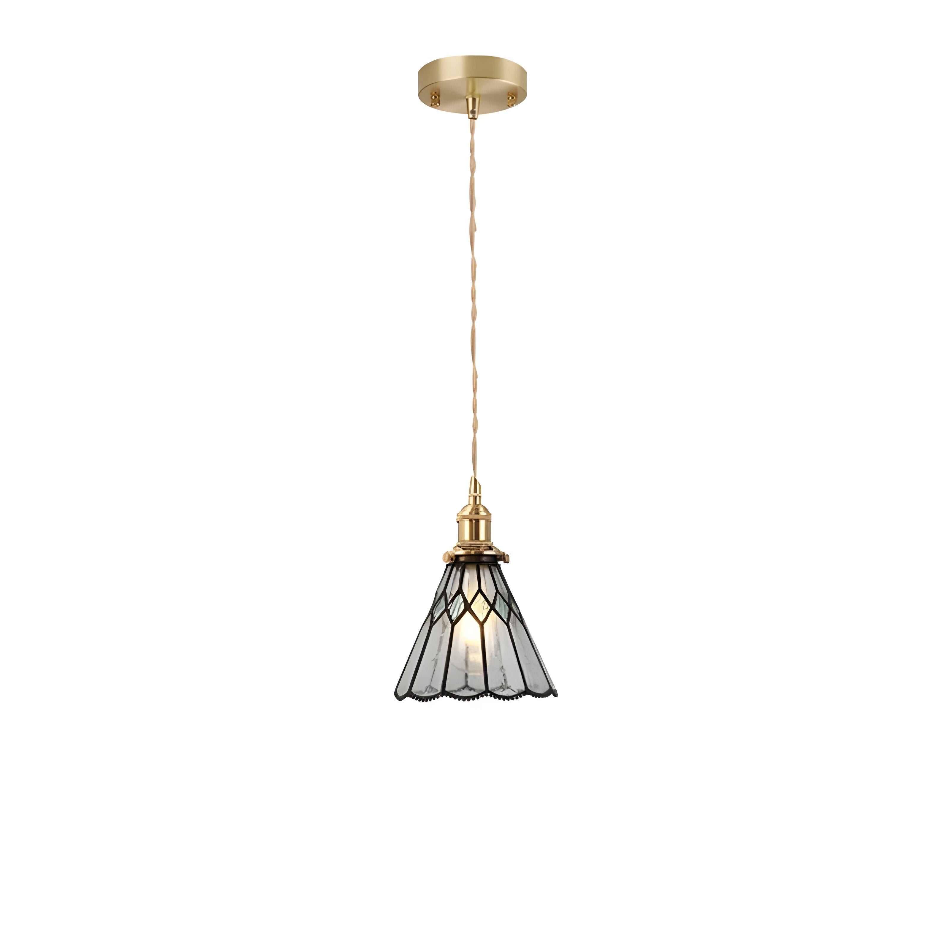 IllumaStyle Japanische Pendelleuchte - Retro Geometrische Kupfer Glas Hängelampe