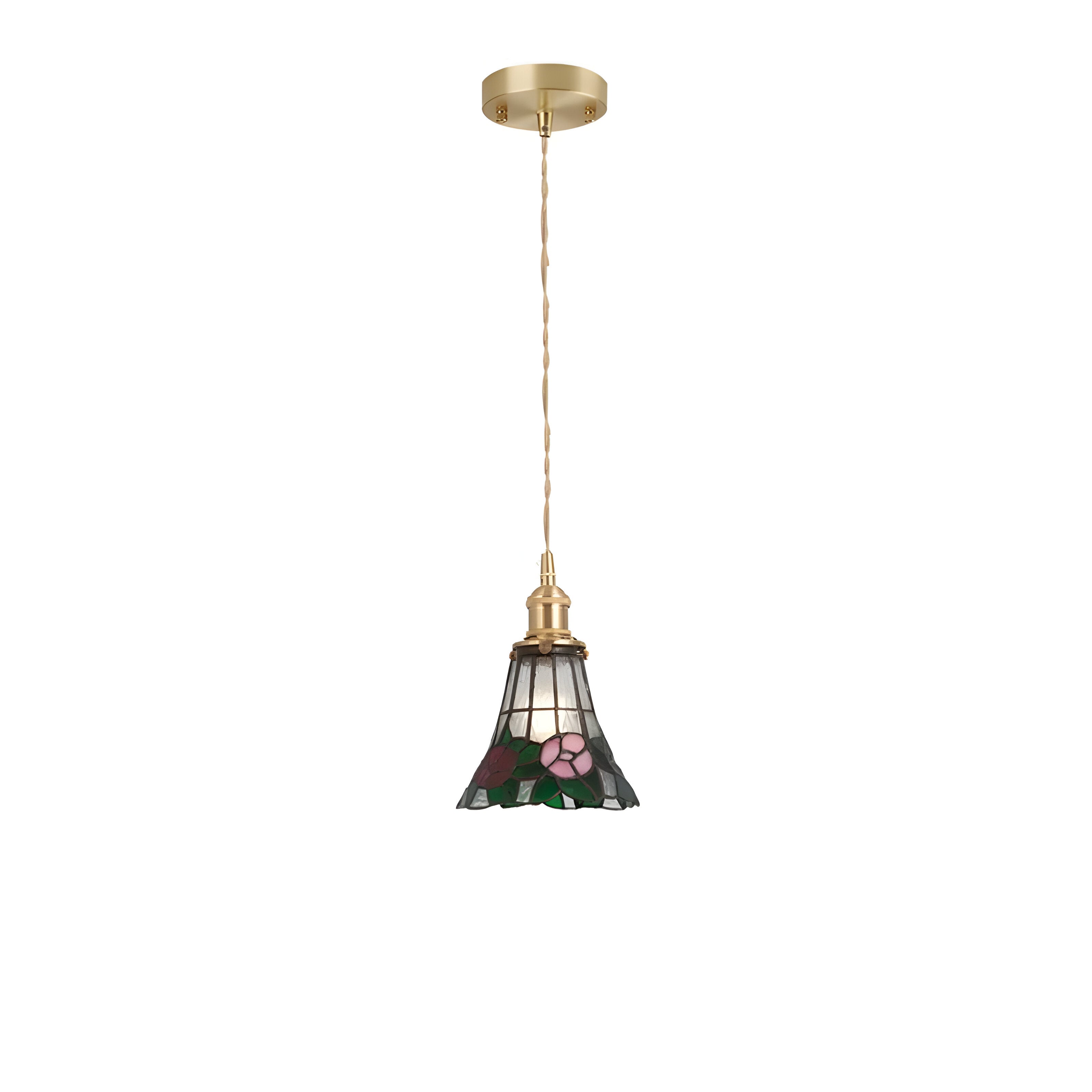 IllumaStyle Japanische Pendelleuchte - Retro Geometrische Kupfer Glas Hängelampe