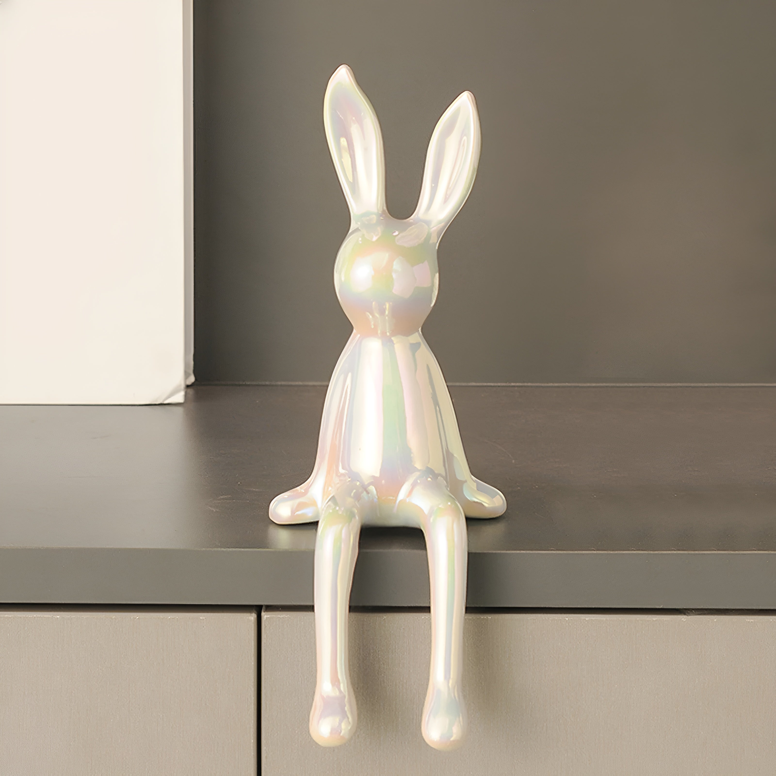 Keramik Kaninchen - Glänzende Gold Kaninchen Statue Regal Ornament