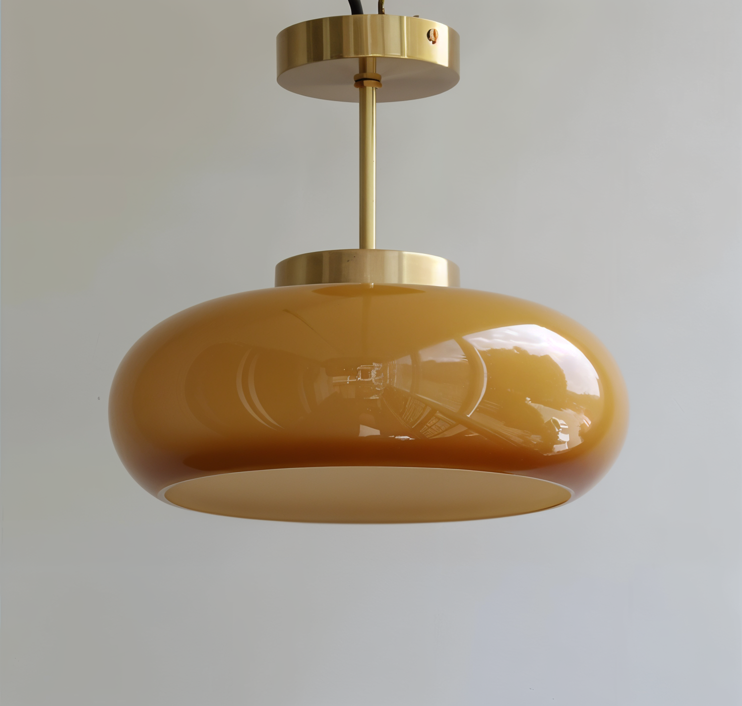 Klassische Gelbe Vintage-Deckenleuchte - Retro Semi Flush Montage-Leuchten