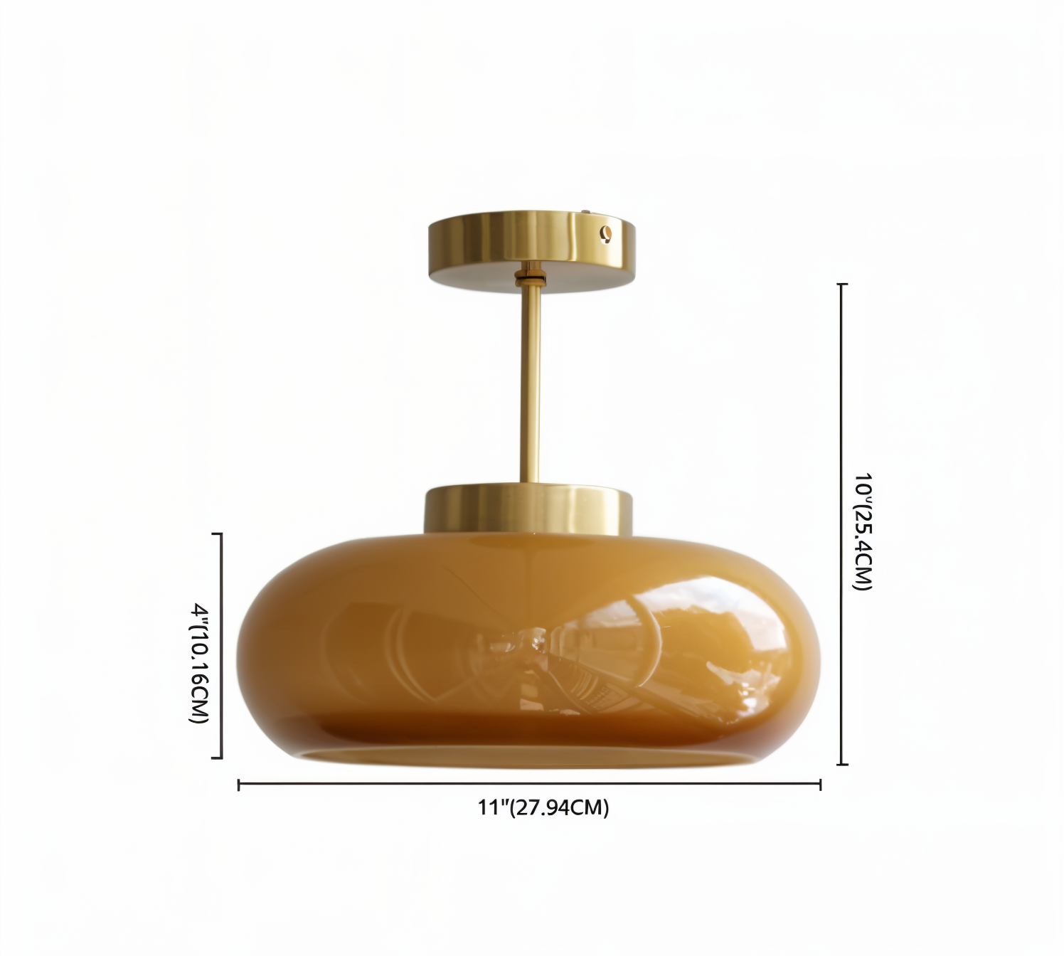 Klassische Gelbe Vintage-Deckenleuchte - Retro Semi Flush Montage-Leuchten