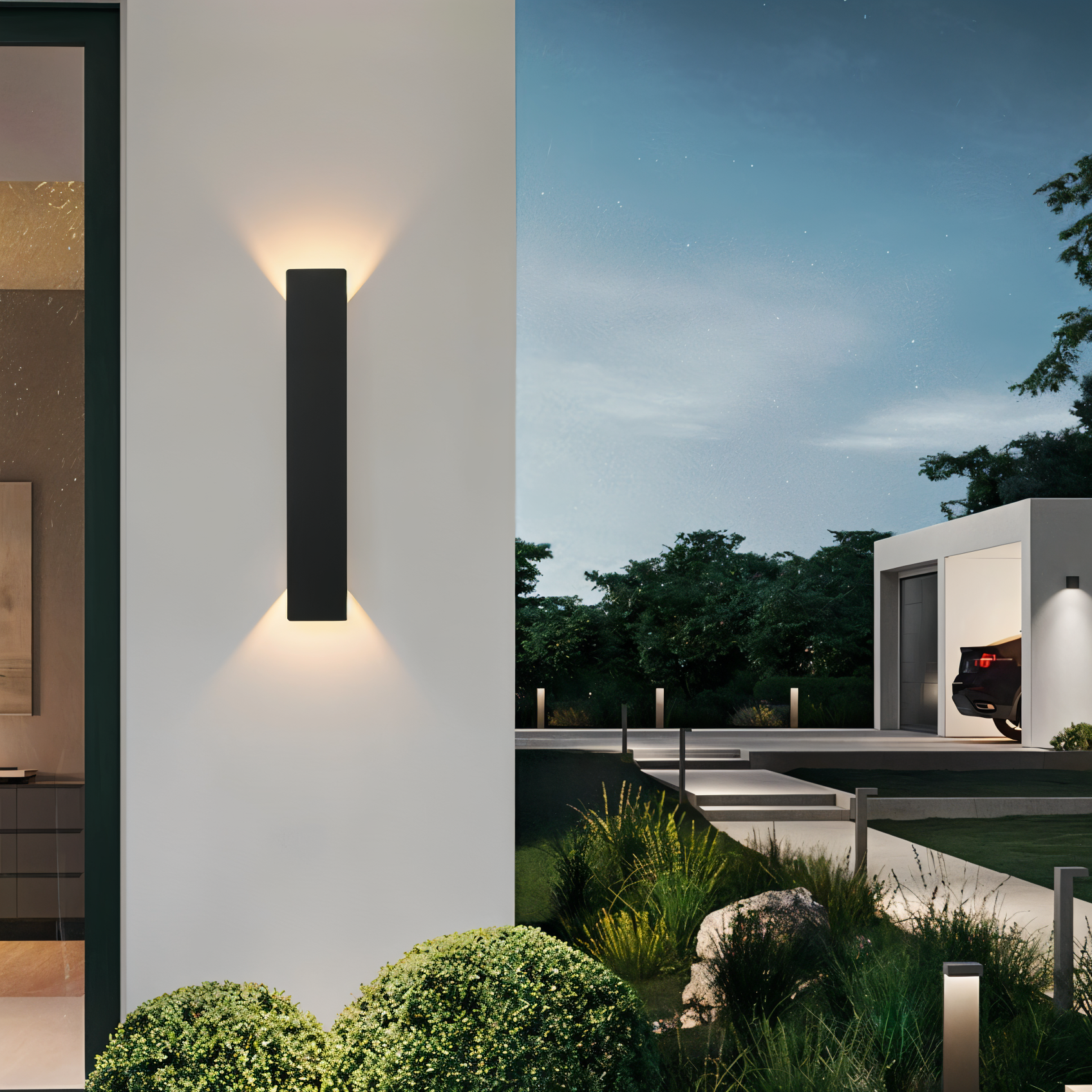 Rectangle WallLight - Rechteckige Wandleuchte aus schwarzem Aluminium Für Innen- und Außenanwendungen