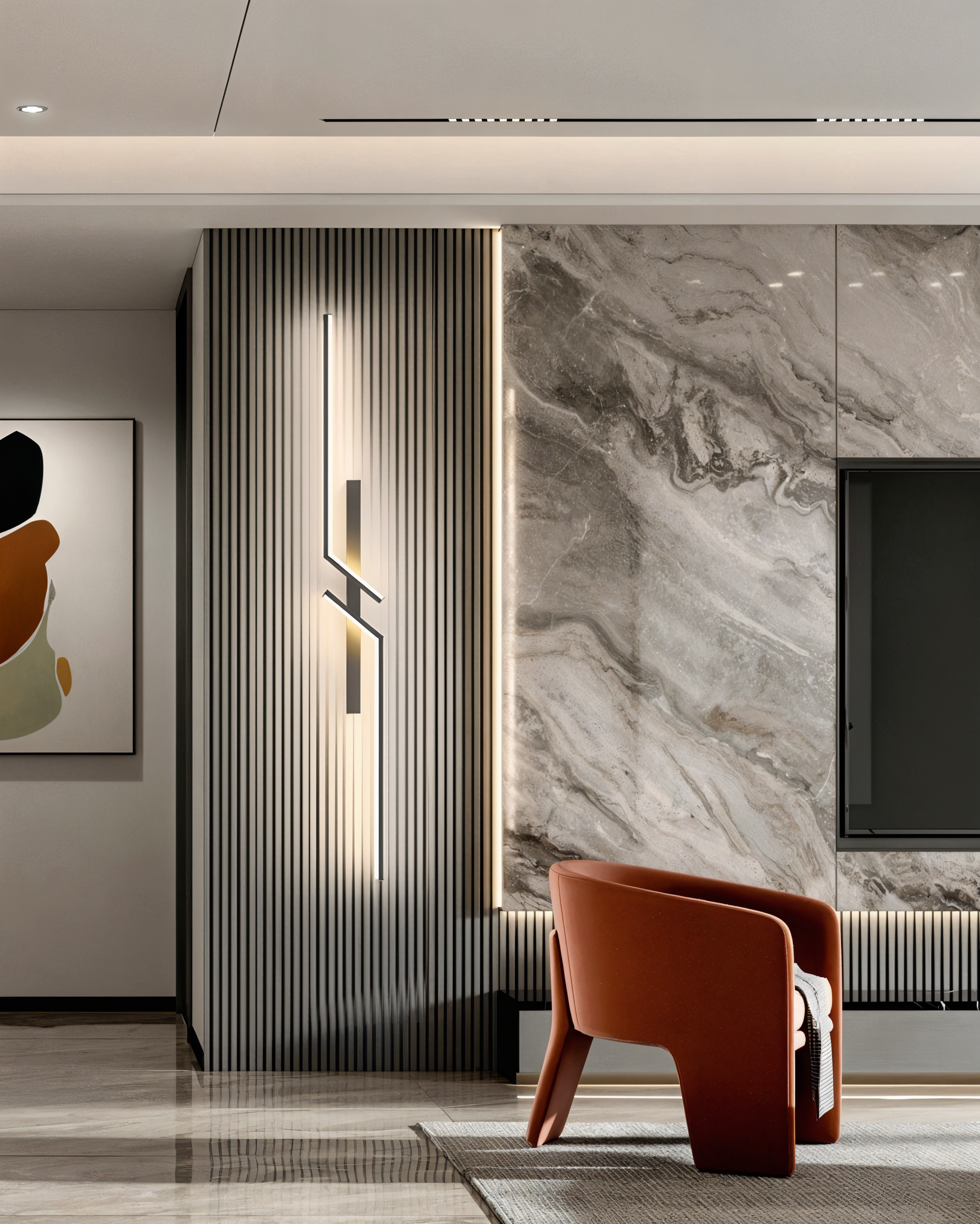 Moderne minimalistische Led-Wandleuchte in Streifenform