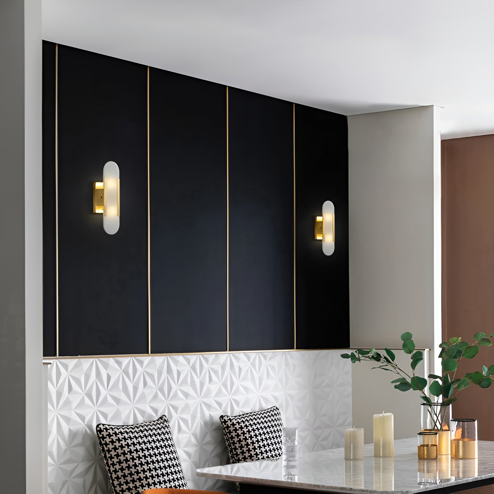 Lavish Alabaster Wandleuchte - Moderne Kupfer-Wandleuchte - LED-Wandleuchter