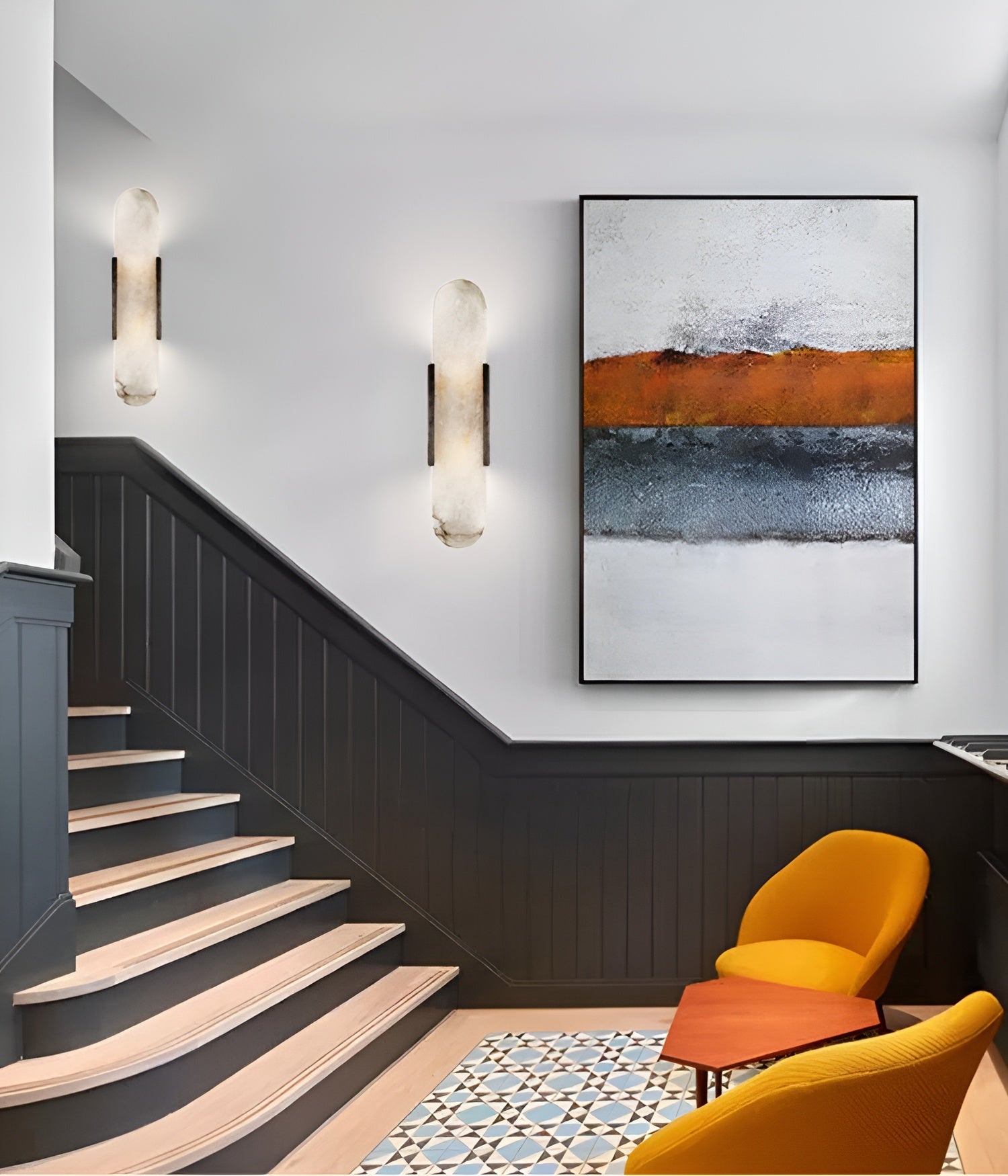 Lavish Alabaster Wandleuchte - Moderne Kupfer-Wandleuchte - LED-Wandleuchter