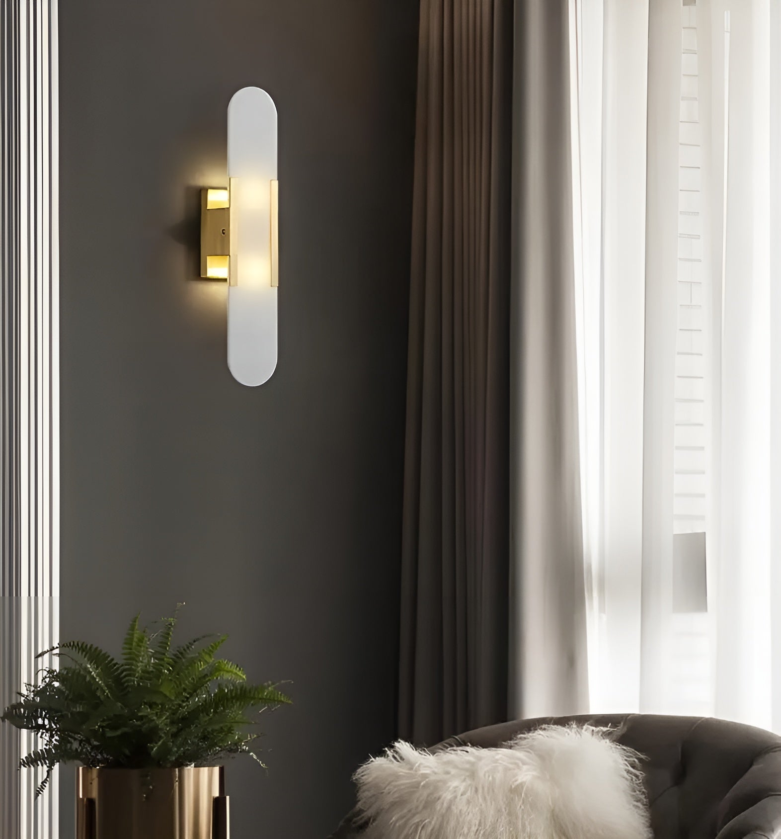 Lavish Alabaster Wandleuchte - Moderne Kupfer-Wandleuchte - LED-Wandleuchter