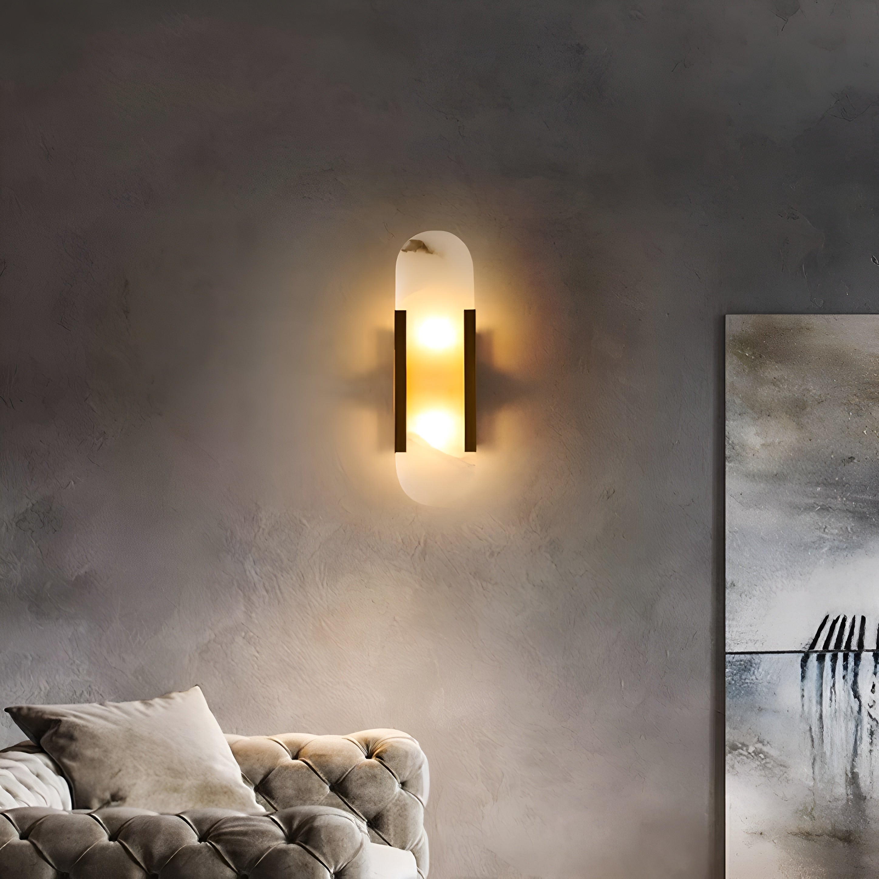 Lavish Alabaster Wandleuchte - Moderne Kupfer-Wandleuchte - LED-Wandleuchter