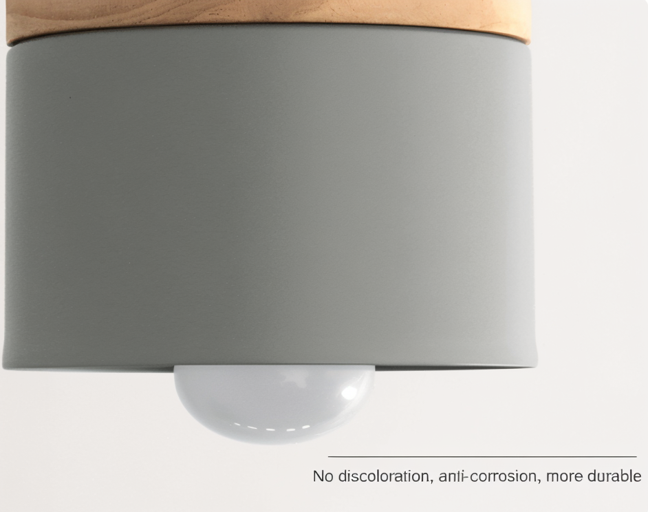 Cylinder Schicke Metall & warmes Holz Pendelleuchte