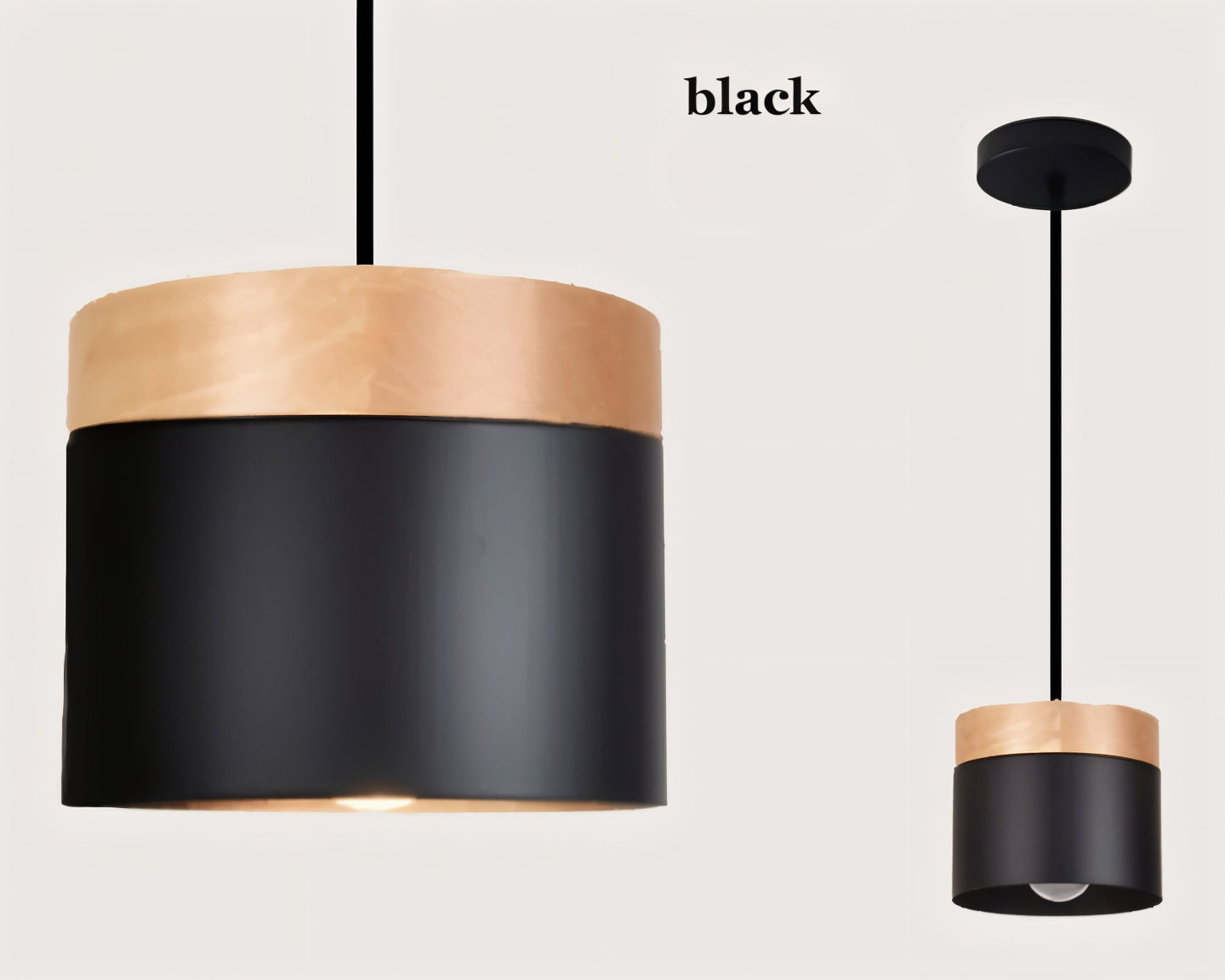 Cylinder Schicke Metall & warmes Holz Pendelleuchte