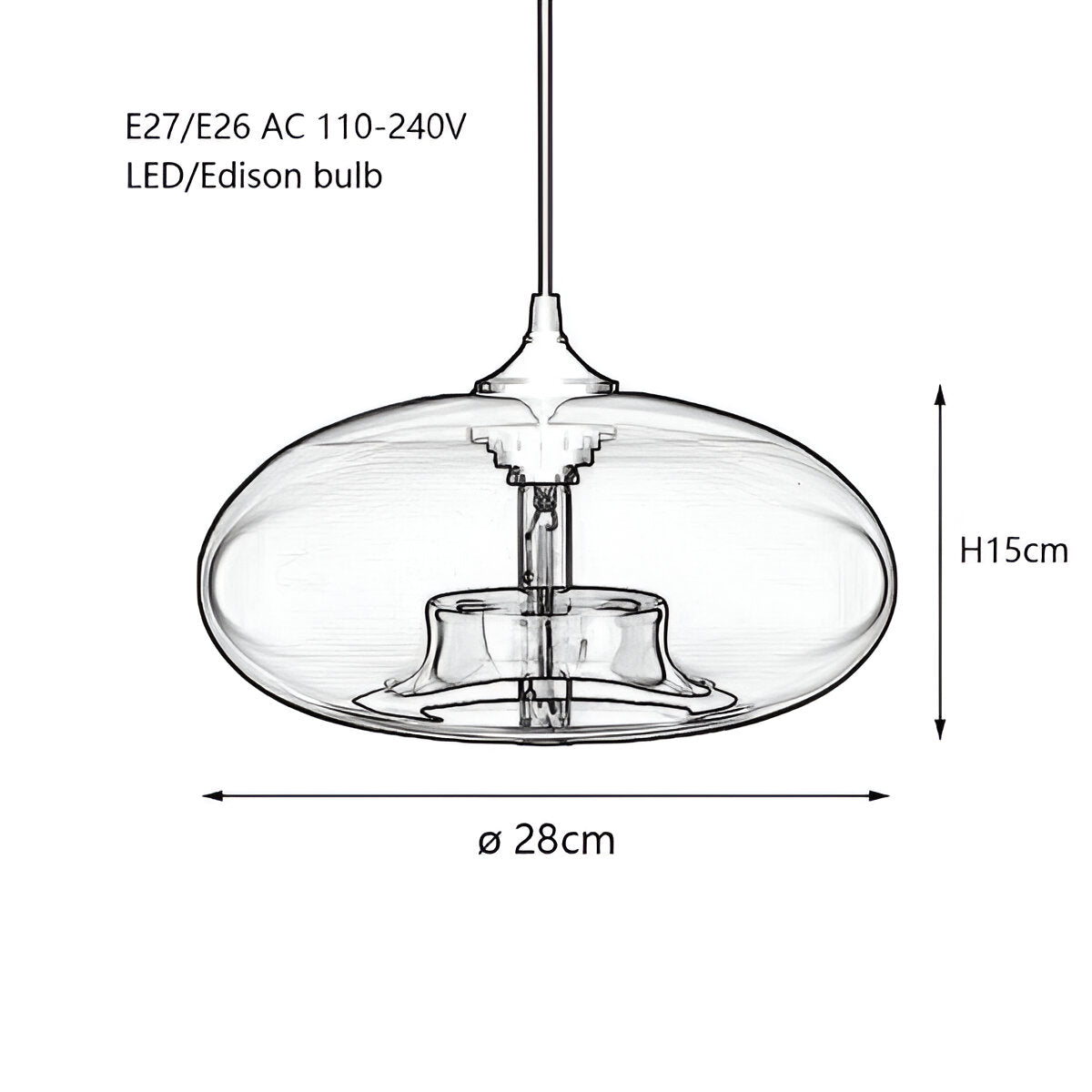 LivelyPop Pendelleuchte - Dekorative Vintage Glas Hängelampen