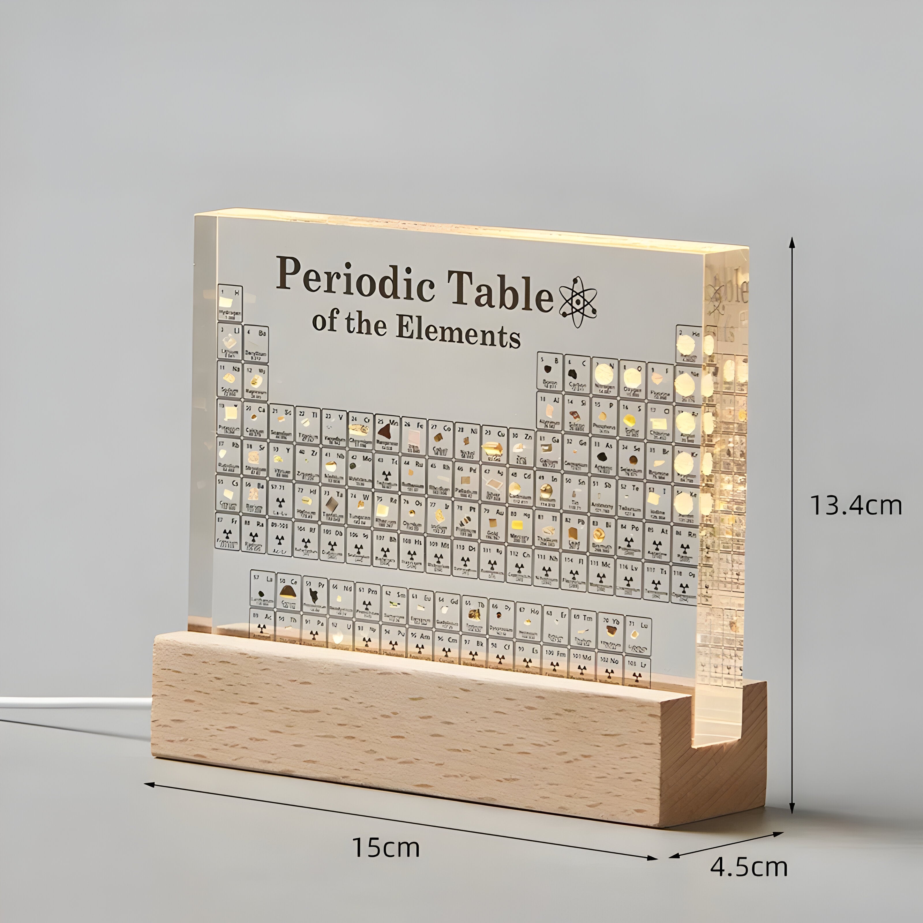 LumElements - 3D Acryl Periodensystem mit Echten Elementen und LED Beleuchtung