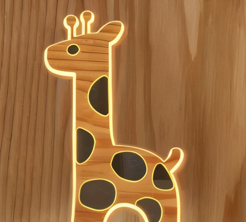 LumaCarve - Giraffe LED Nachttischlampe aus Holz
