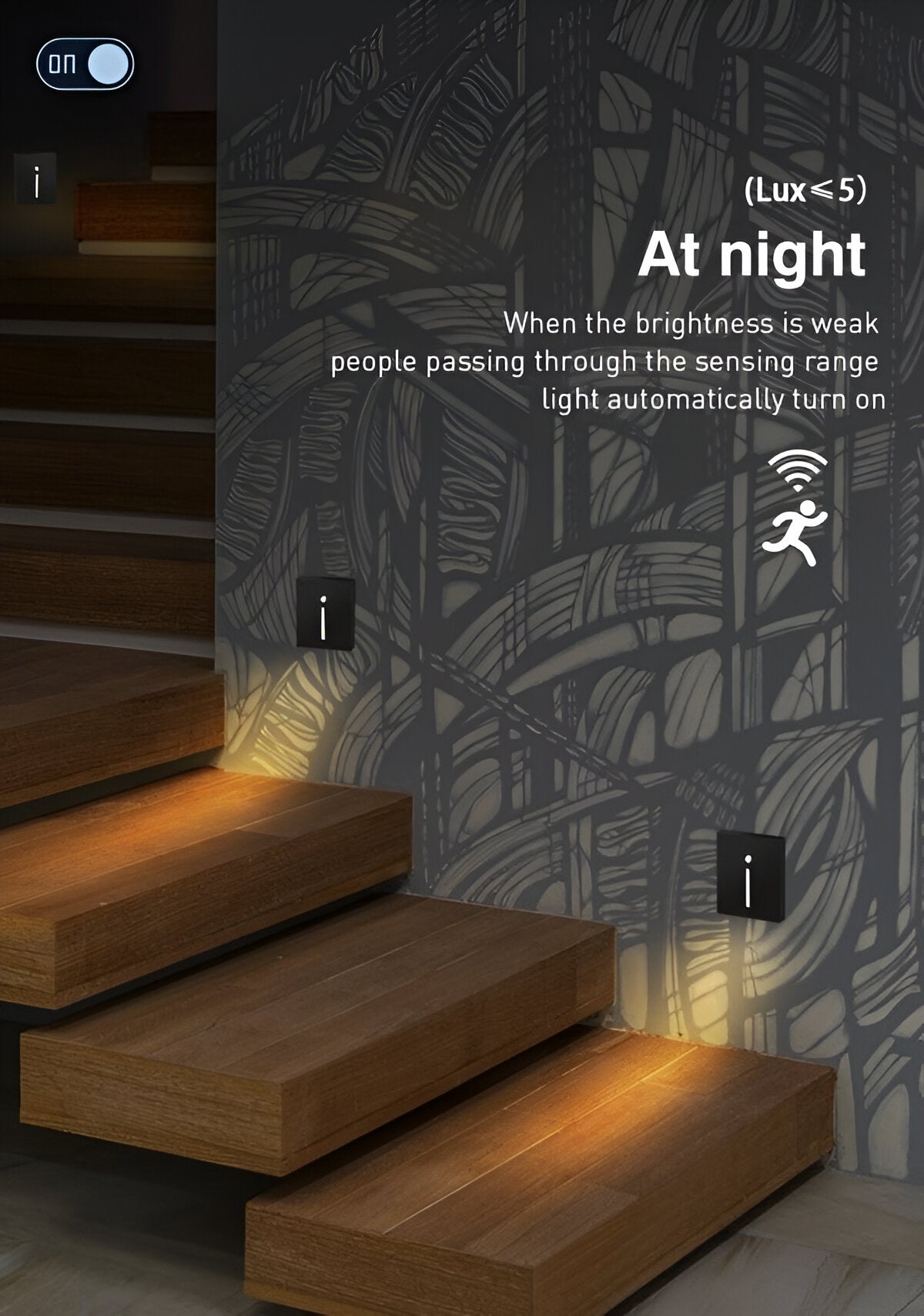 LumiStep Wandleuchte - Unterputz Bewegungssensor Treppe Wandbeleuchtung