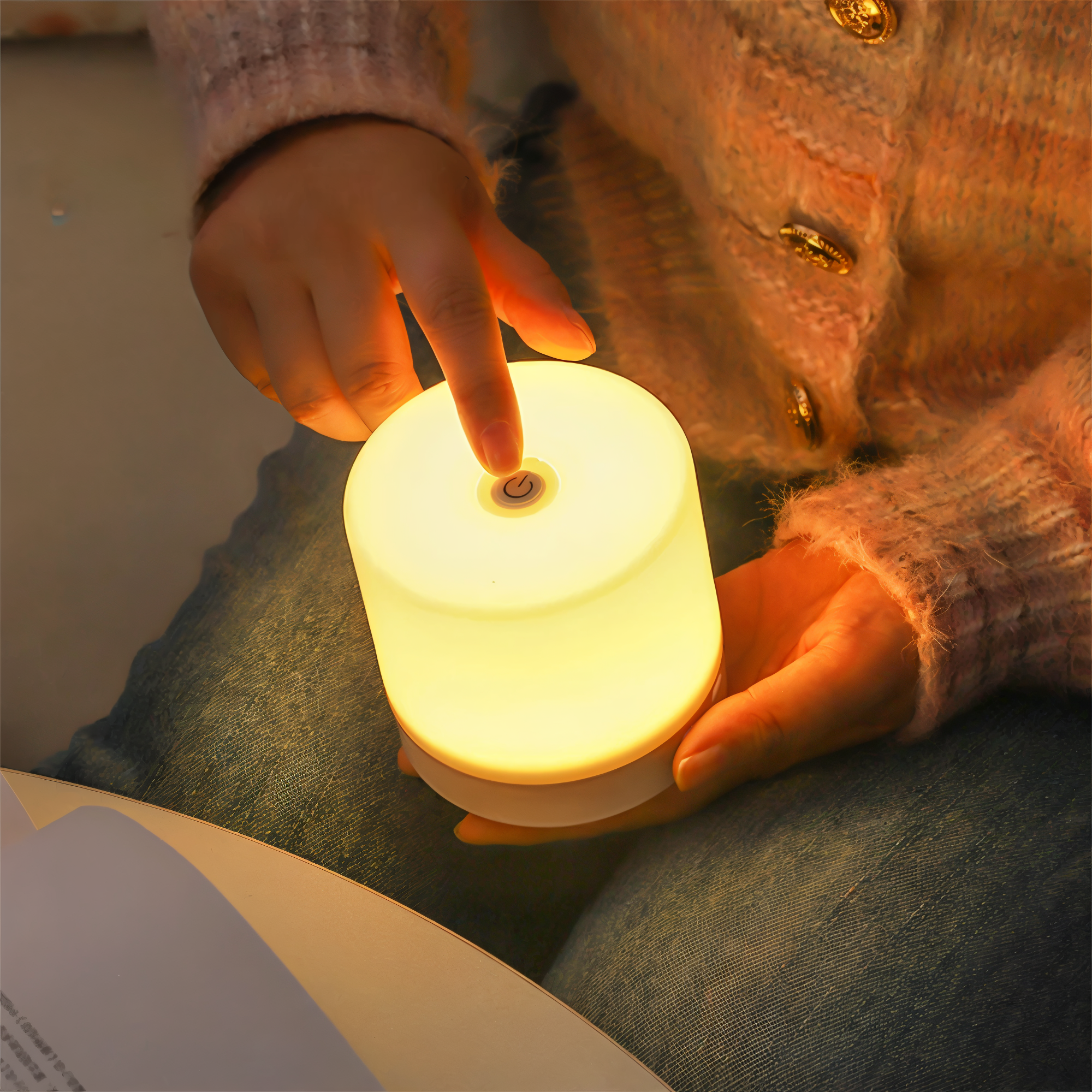 LuminoTap - USB Betriebenes Zylindrisches Mini Nachtlicht - Lampe mit Touch Dimmer