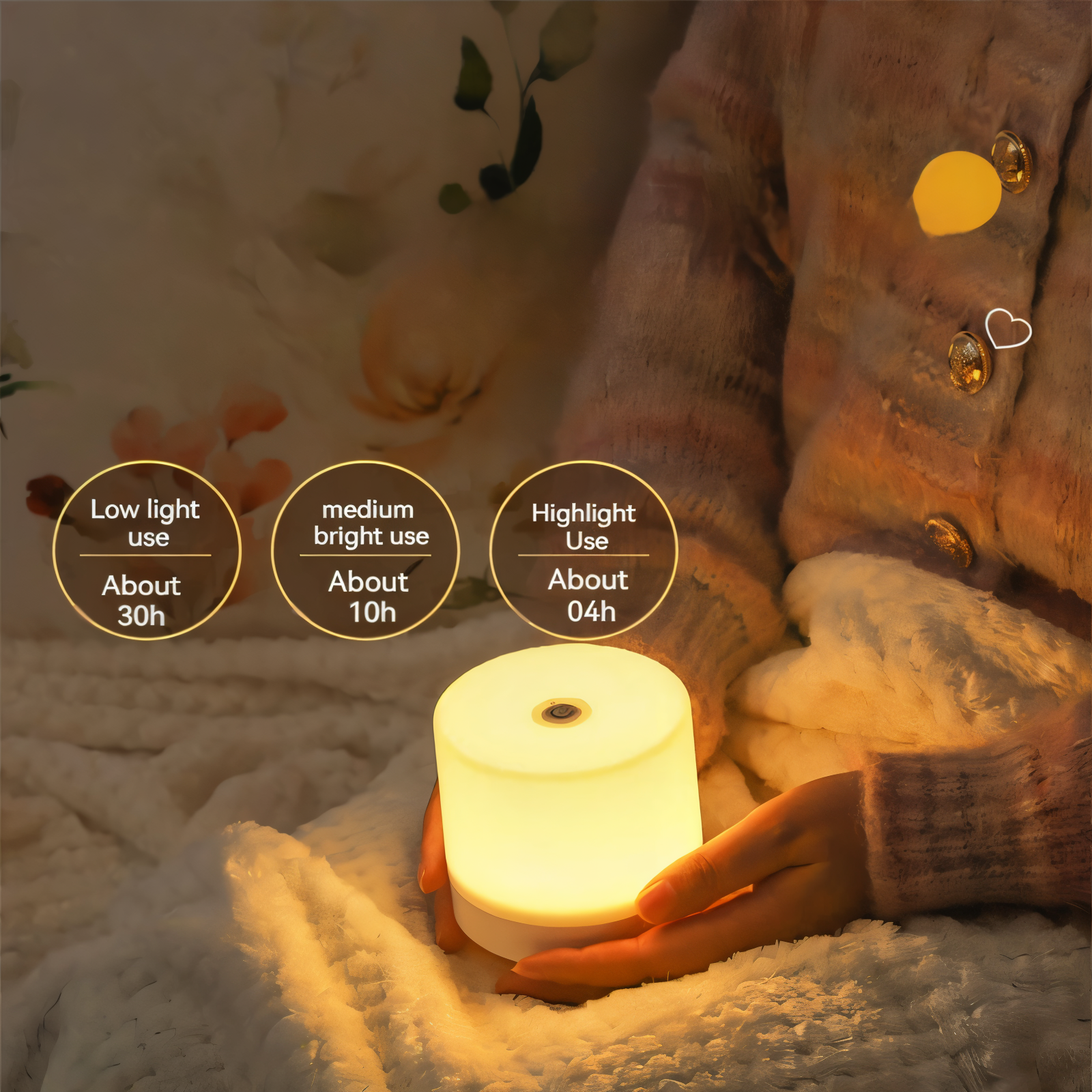 LuminoTap - USB Betriebenes Zylindrisches Mini Nachtlicht - Lampe mit Touch Dimmer
