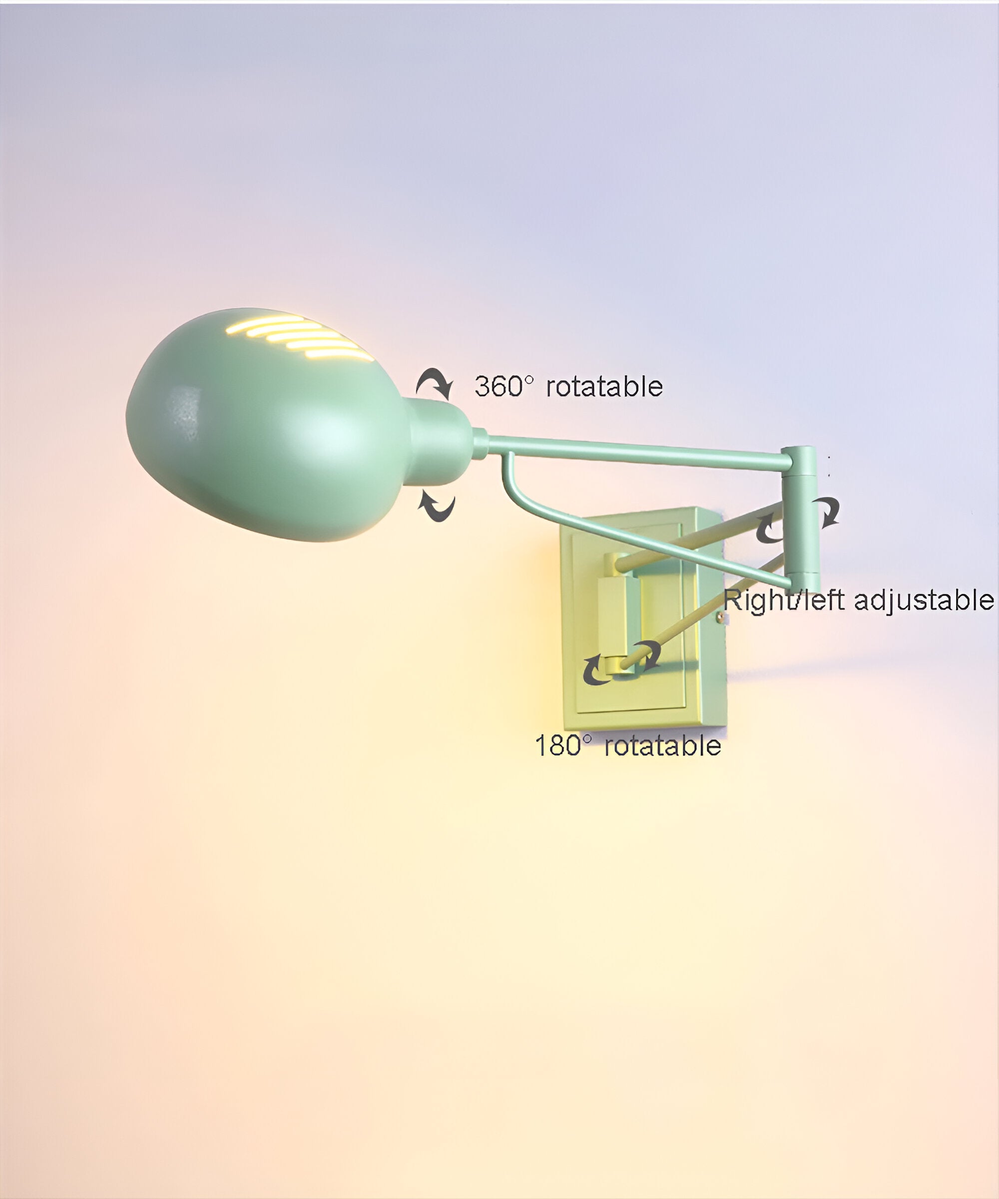 LuxiFlex Wandleuchte - Verstellbare Metallic Langarm Wandlampe - Moderne E27 Macaron Wandleuchten LED