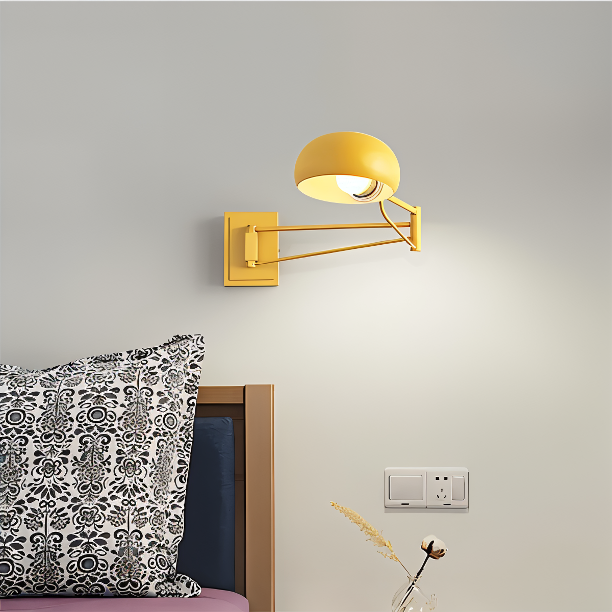 LuxiFlex Wandleuchte - Verstellbare Metallic Langarm Wandlampe - Moderne E27 Macaron Wandleuchten LED