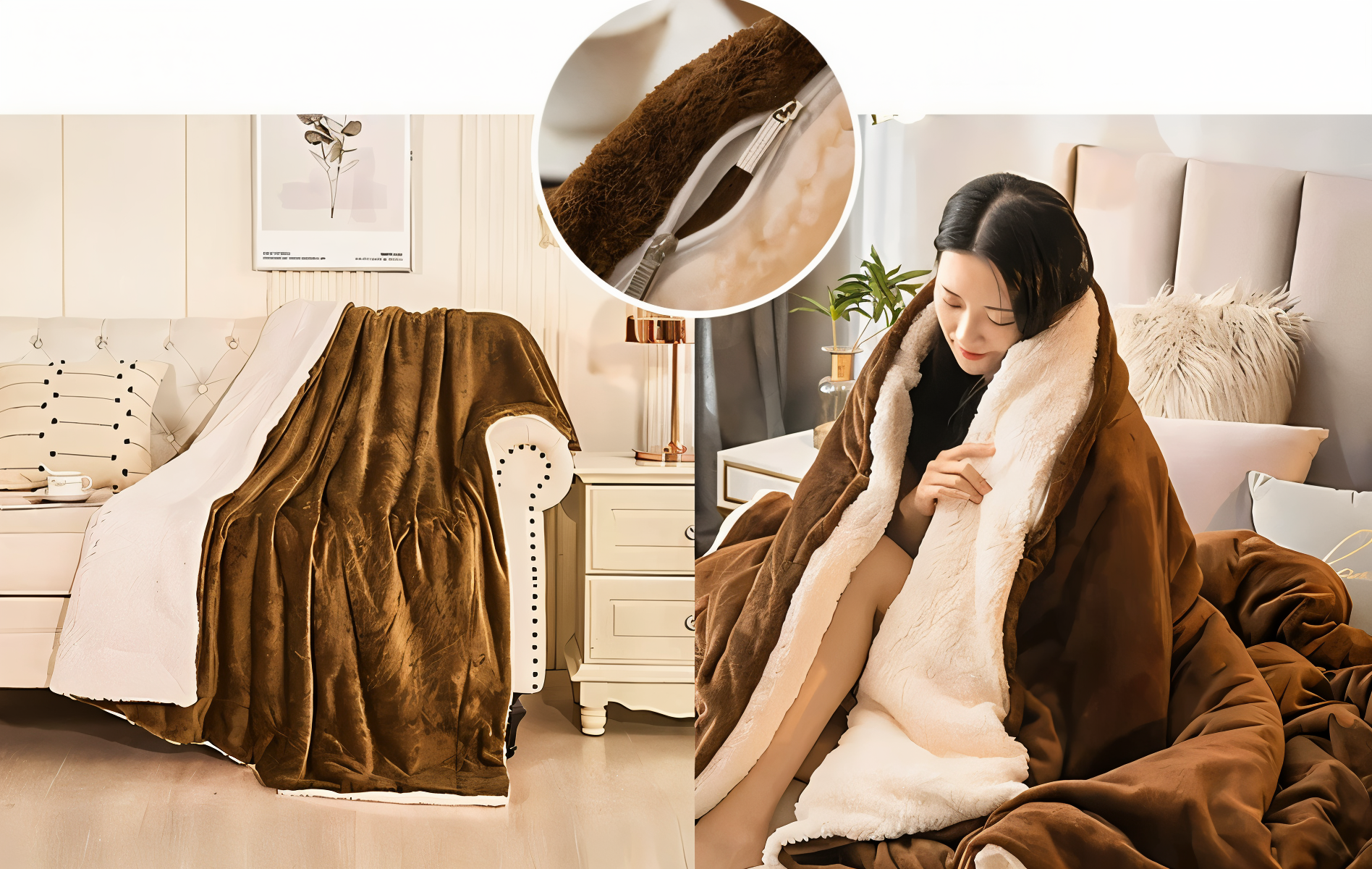 LuxiLayer Plaid - Doppelseitiger Flanell und Fleece Steppdeckenbezug mit Reißverschluss