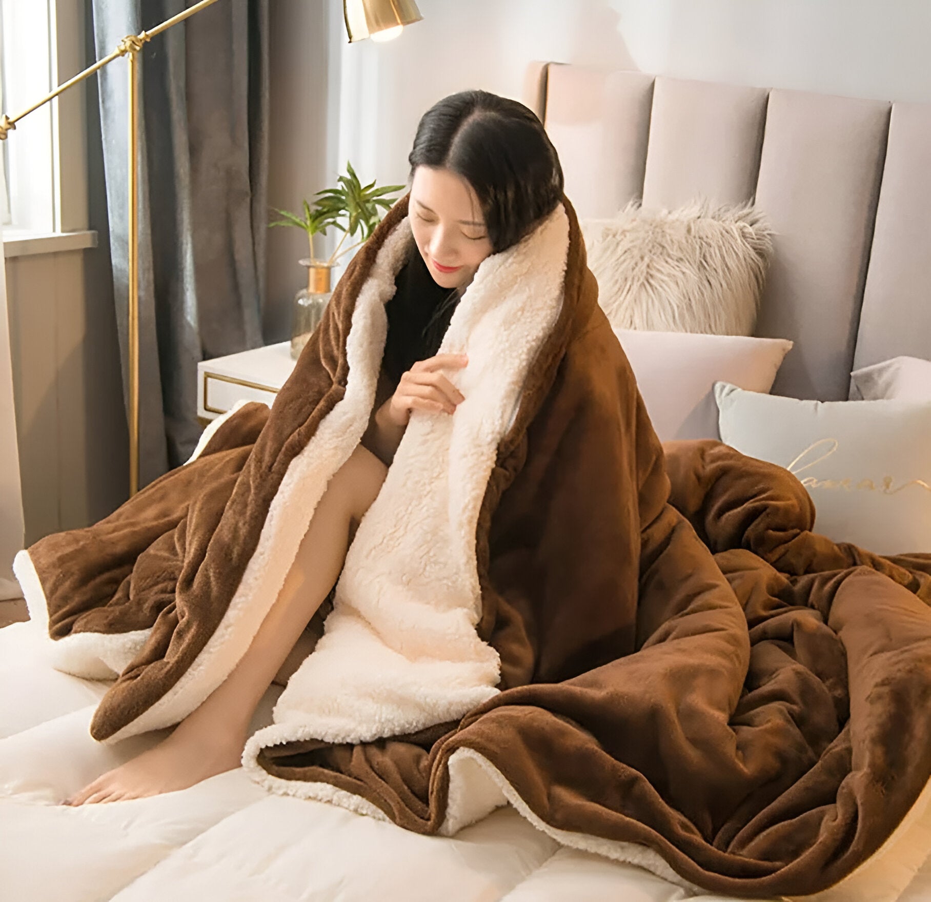 LuxiLayer Plaid - Doppelseitiger Flanell und Fleece Steppdeckenbezug mit Reißverschluss