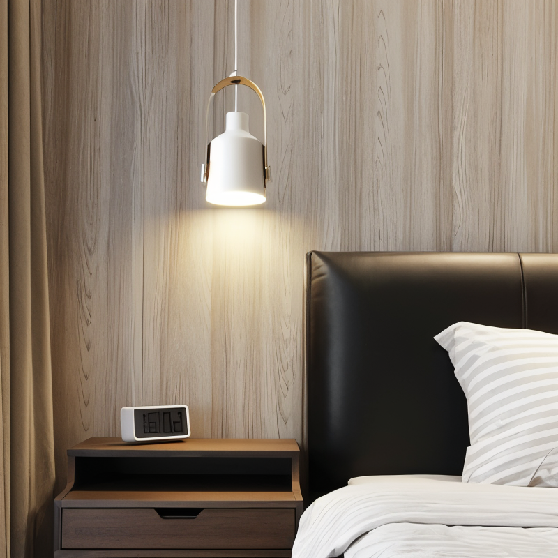 MiniLog HängespotLicht - Nordische Holzmaserung Metall Pendelleuchte