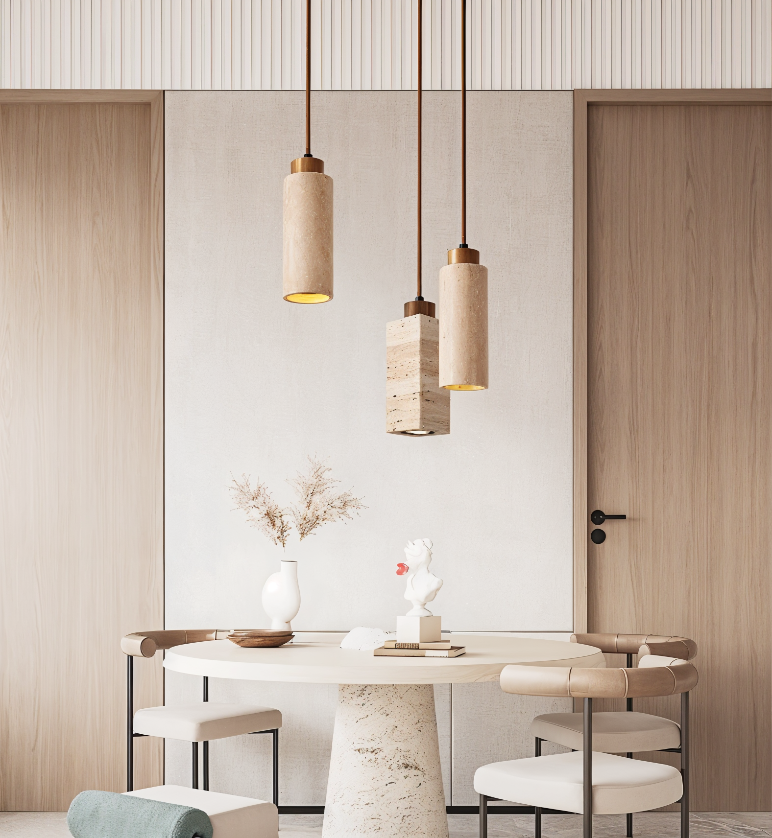 Marmor-Deckenlampen beleuchtung - Zylindrische Marmorleuchten - Röhrenpendelleuchte