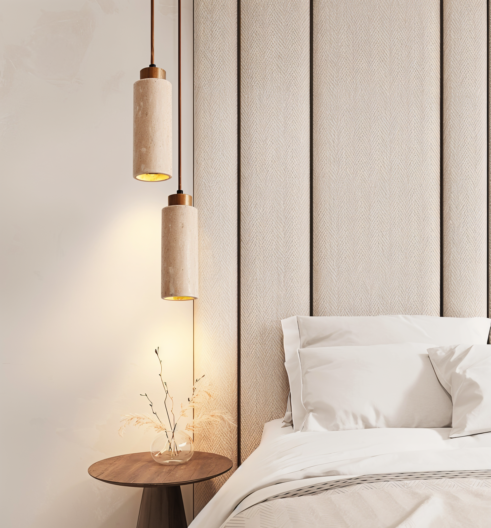 Marmor-Deckenlampen beleuchtung - Zylindrische Marmorleuchten - Röhrenpendelleuchte