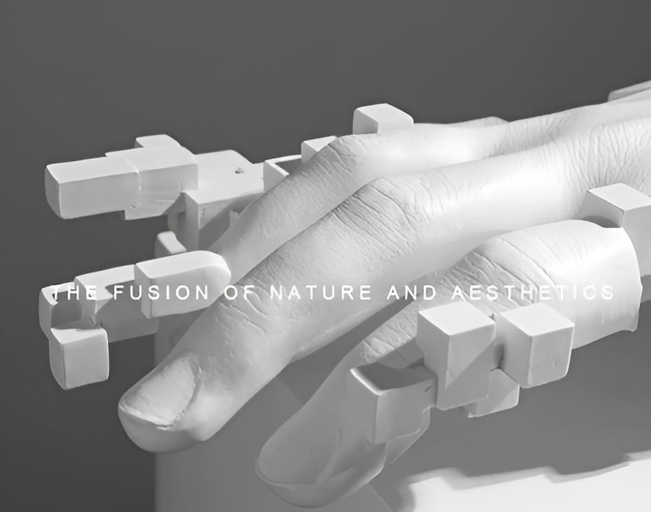 Mosaik-Hand Statue - Abstrakte Harz Glitch Hand Palm Figur Ornament