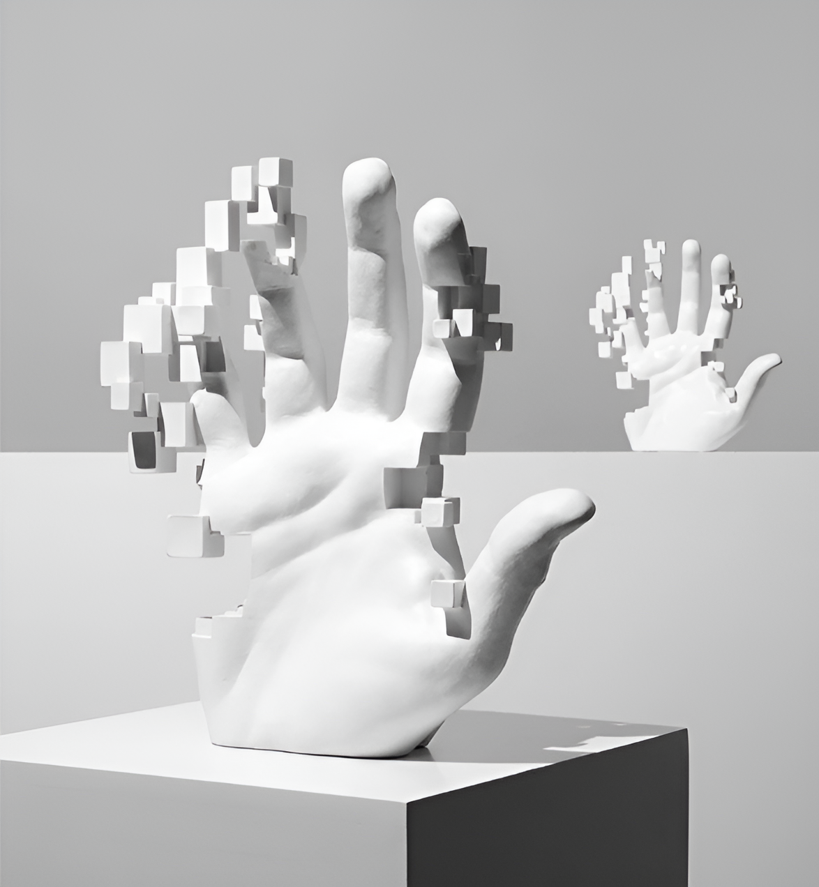 Mosaik-Hand Statue - Abstrakte Harz Glitch Hand Palm Figur Ornament