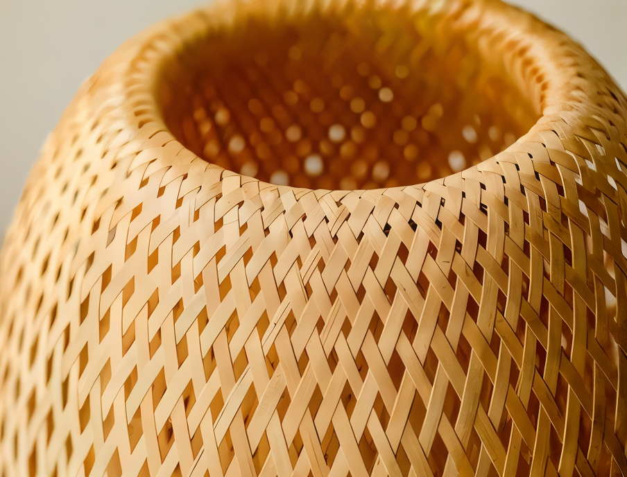 NatureHue - Vintage Bamboo Tischlampe - Kreative Wicker Schreibtischlampe