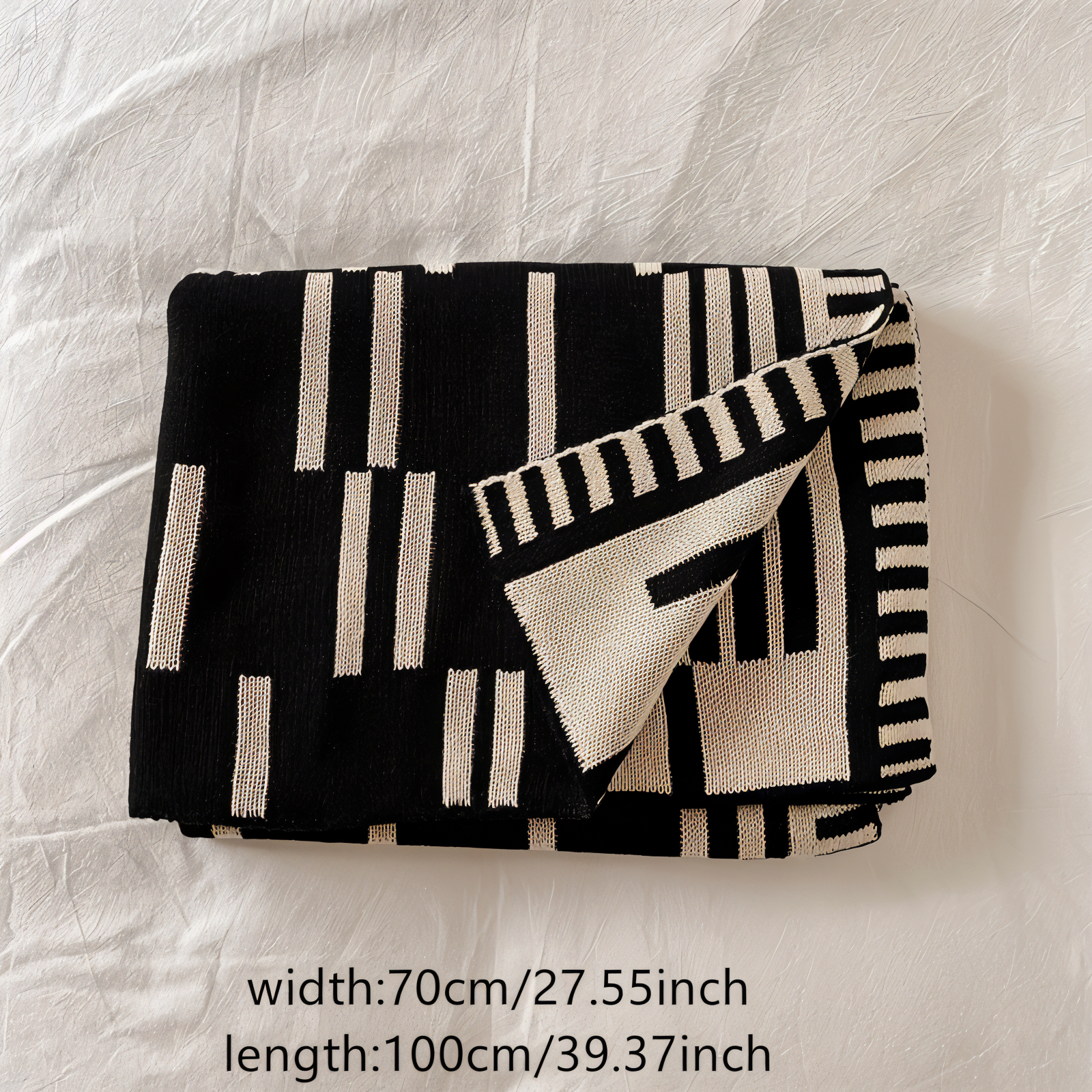 Neutral Dash Plaid - Schwarz Beige Acryl Fleece Blanket - Strick Bett Throw
