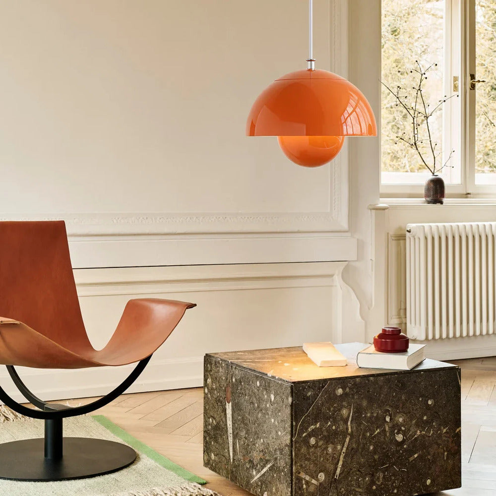 Nordisch Metall Pendelleuchte 25 cm – Nordisches Design, Blütenform, Retro-Stil